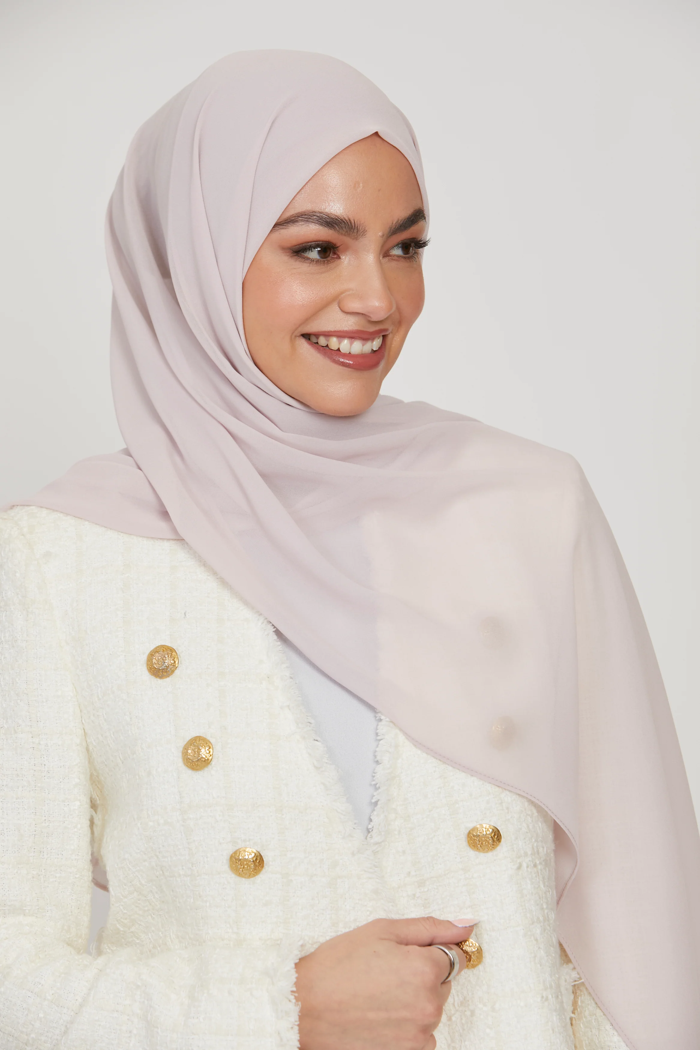 Premium Georgette Chiffon Hijab -  Light Blush - Image 2