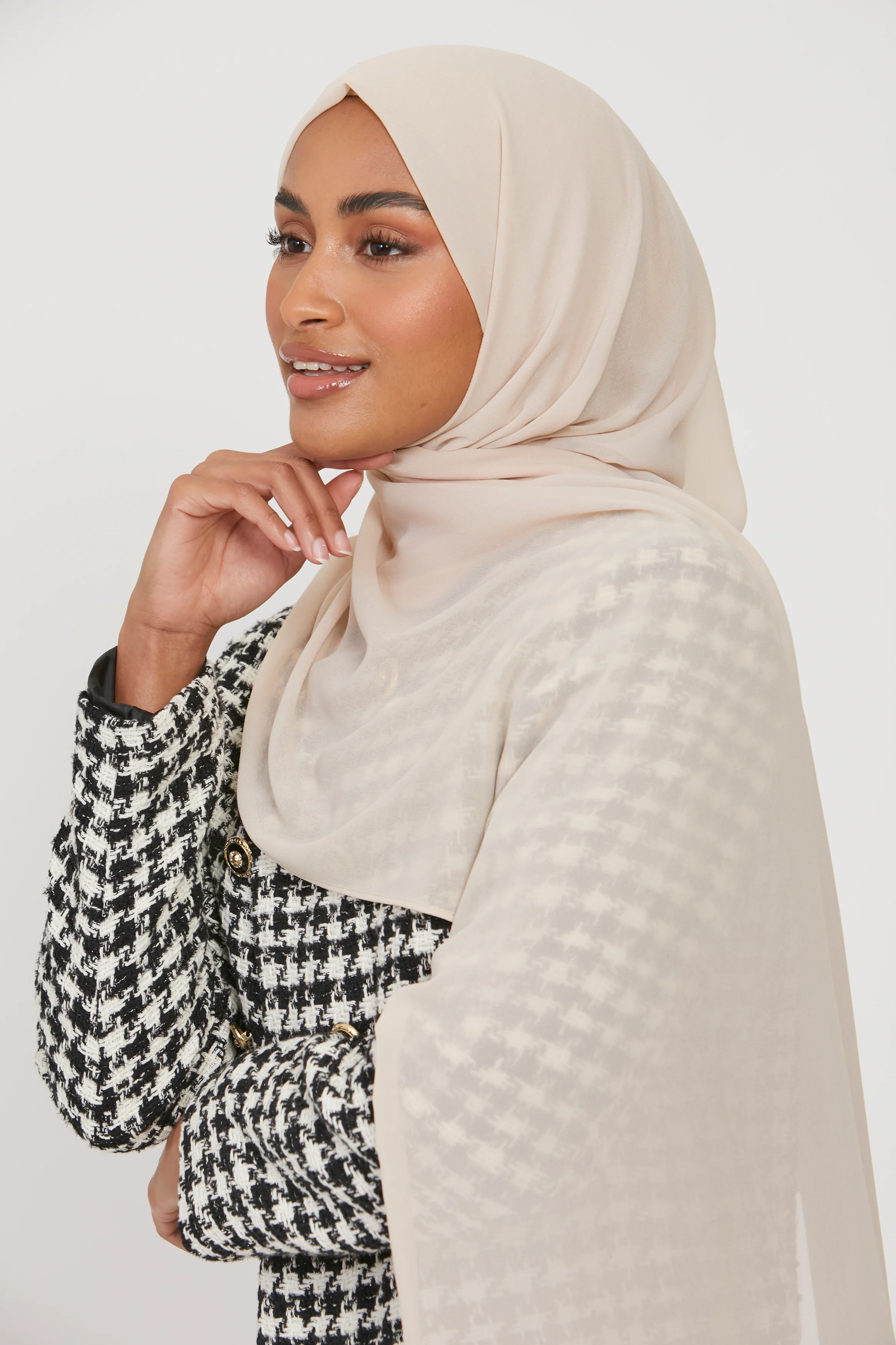 Premium Georgette Chiffon Hijab -  Nude - Image 2