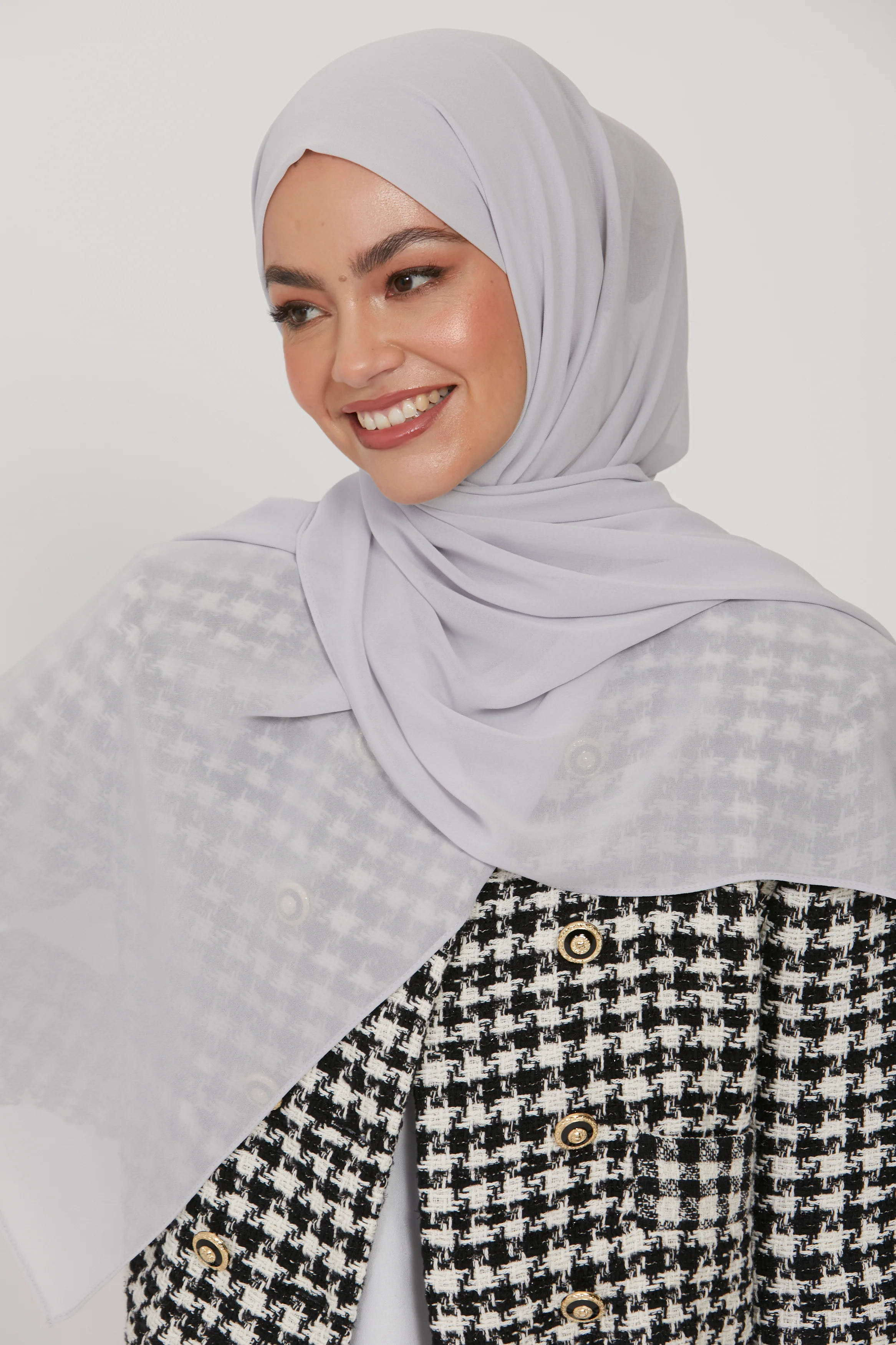 Premium Georgette Chiffon Hijab -  Pebblestone - Image 3