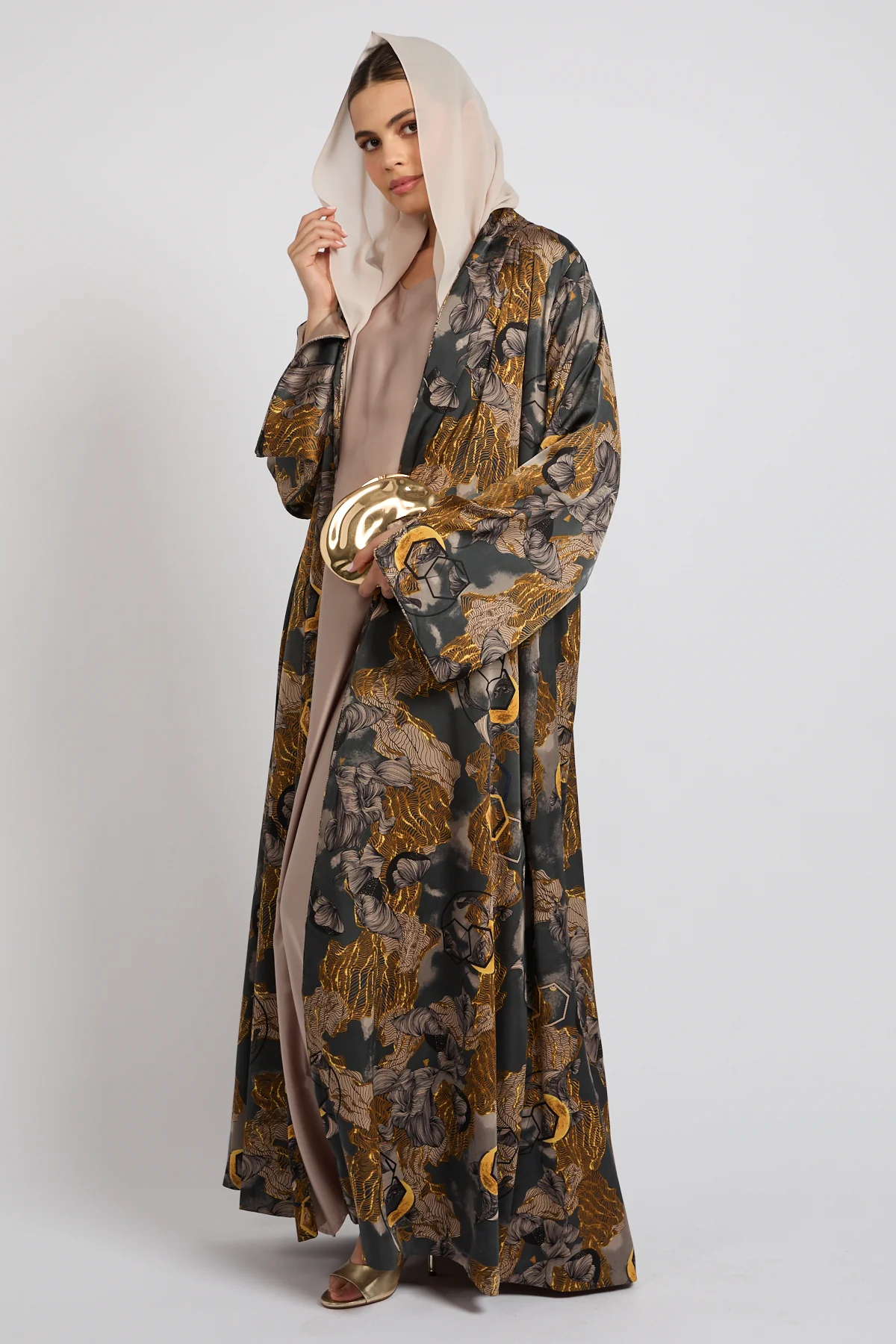 Premium Golden Eclipse Open Abaya - LIMITED EDITION