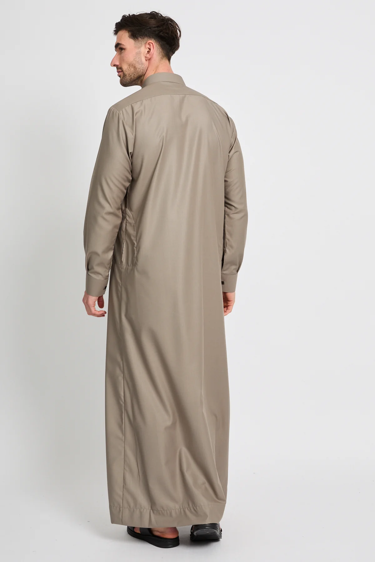 Premium Heritage Buttoned Thobe – Taupe - Image 5