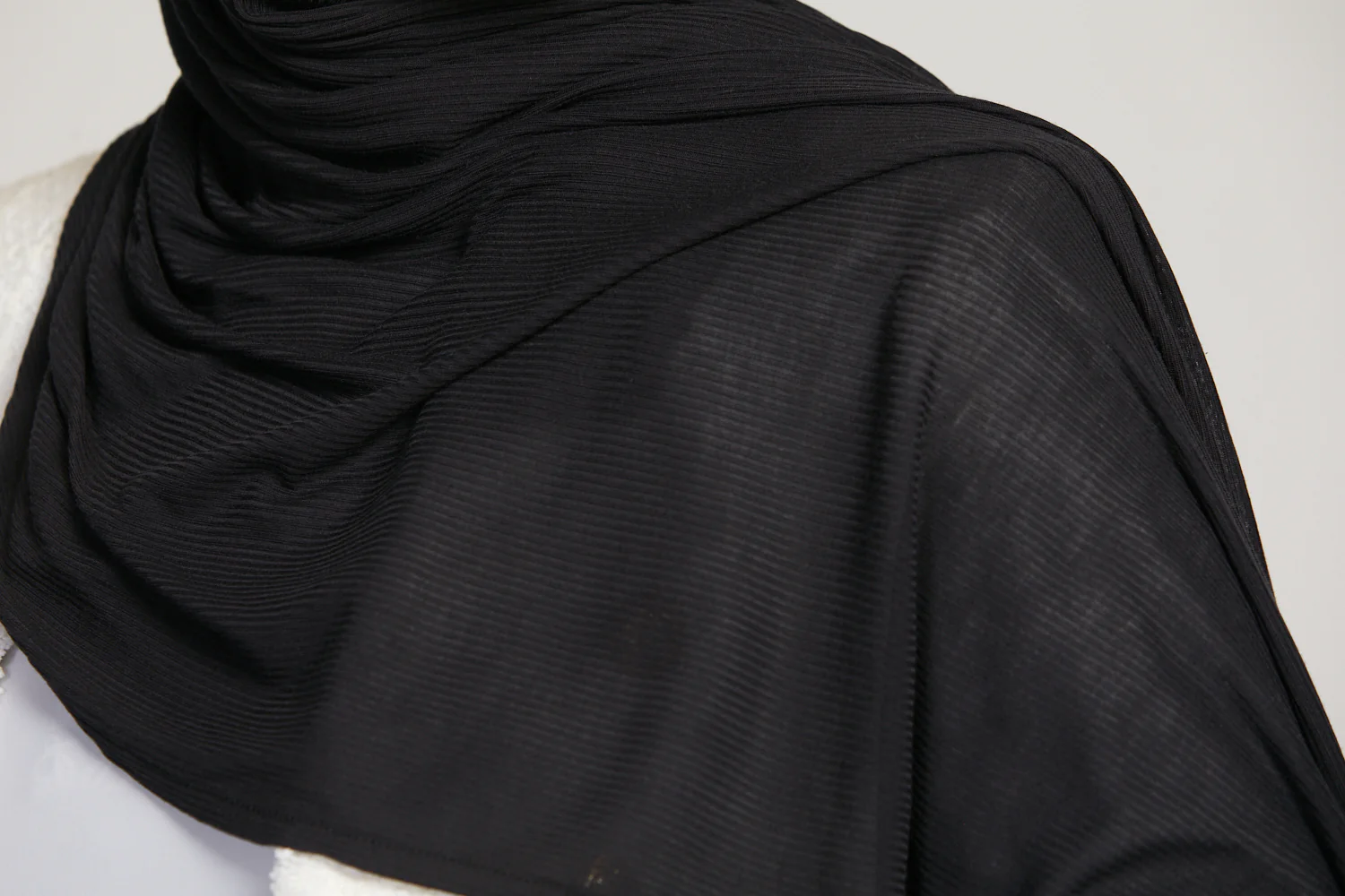 Premium Instant Bamboo Ribbed Jersey Hijab - Black - Image 7