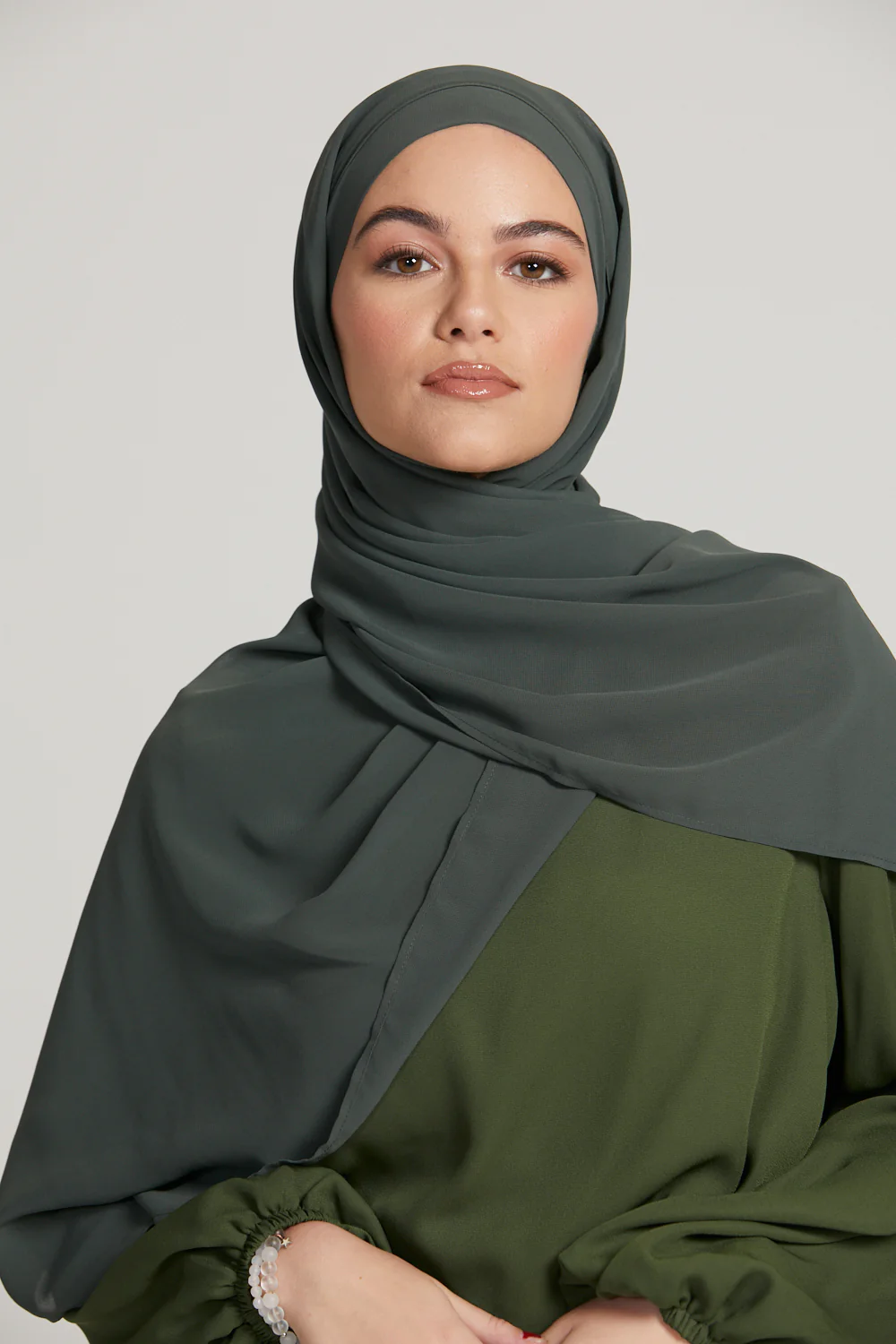 Premium Instant Chiffon Hijab - Dark Green