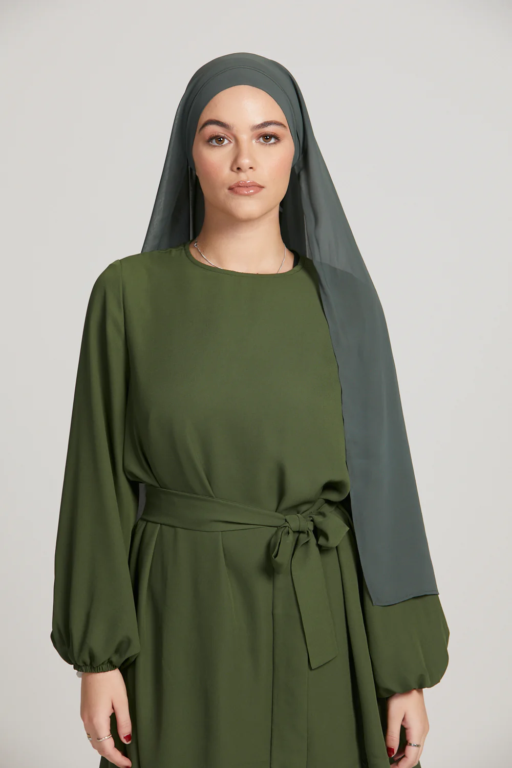 Premium Instant Chiffon Hijab - Dark Green - Image 4