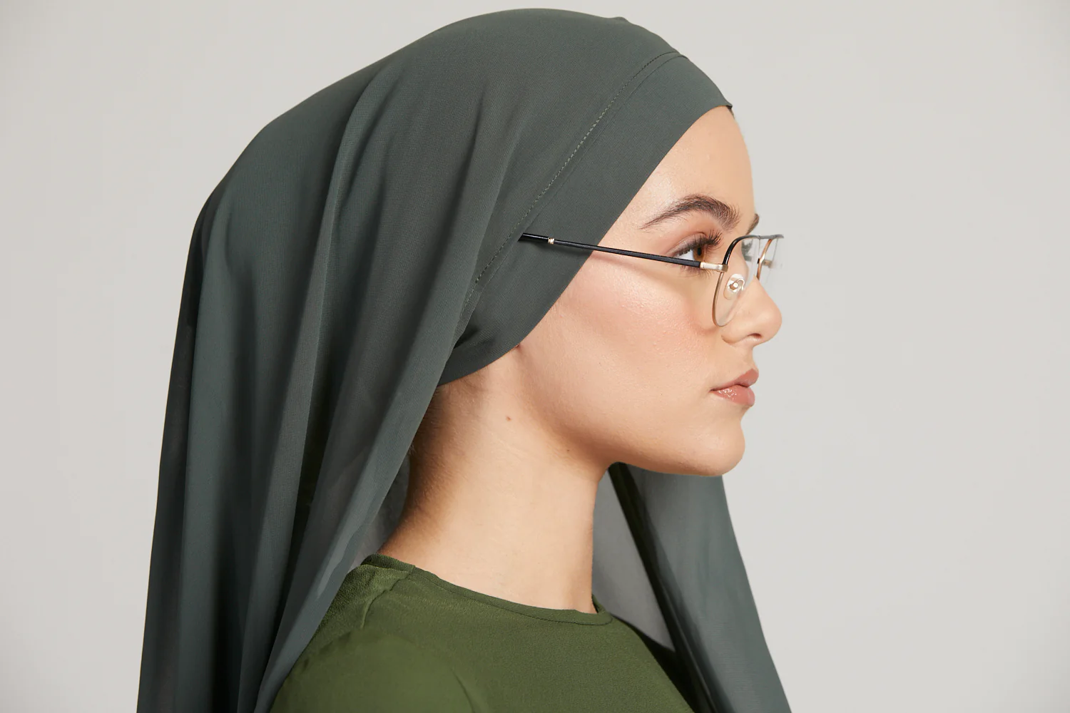 Premium Instant Chiffon Hijab - Dark Green - Image 6