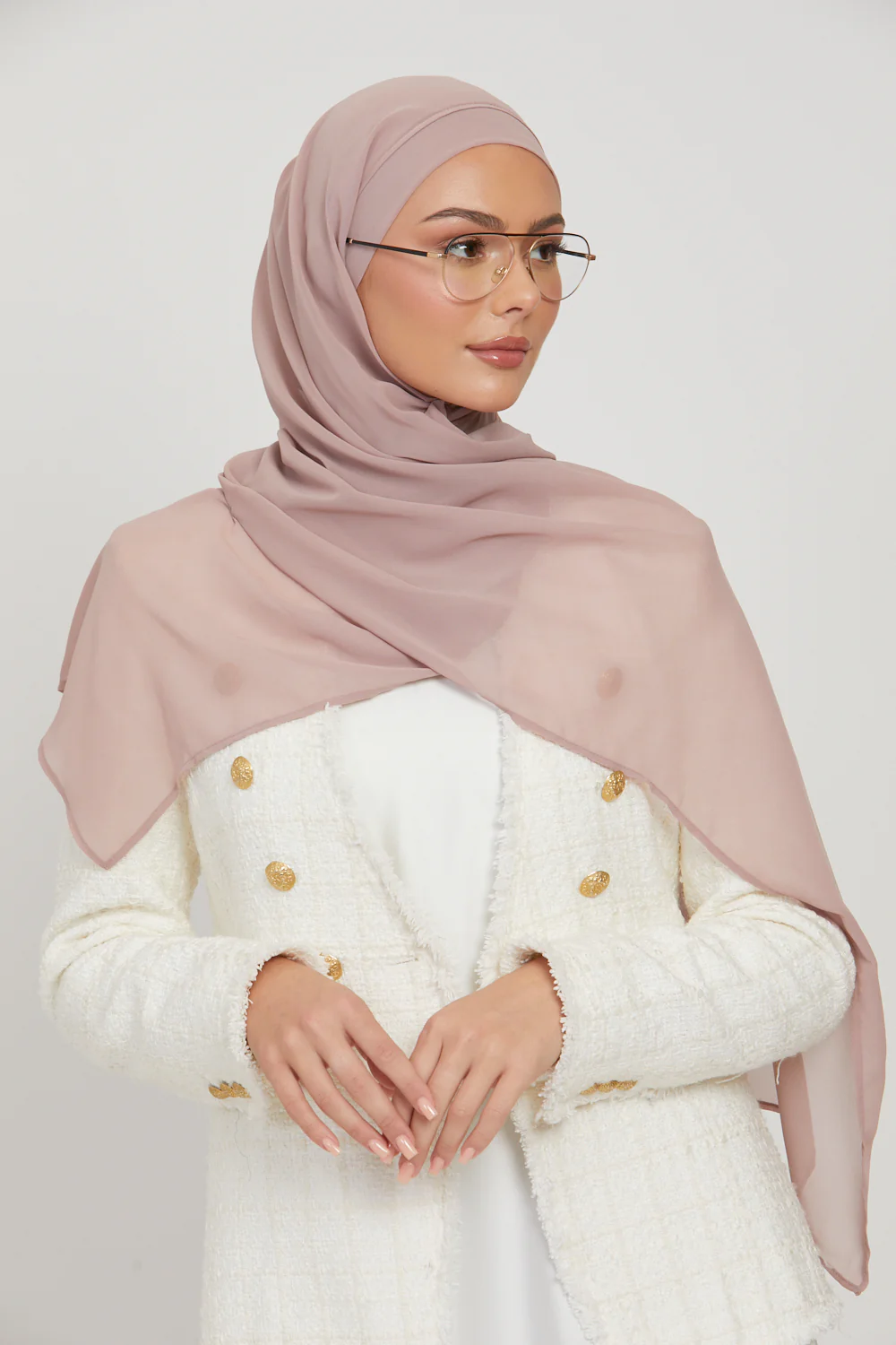 Premium Instant Chiffon Hijab - Dusty Mink - Image 3