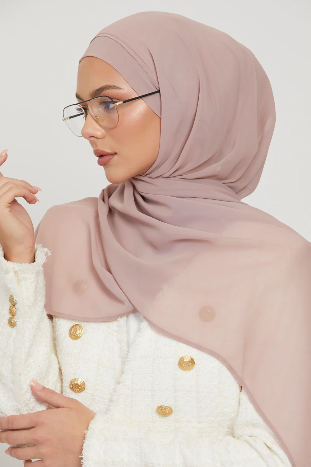 Premium Instant Chiffon Hijab - Dusty Mink - Image 4