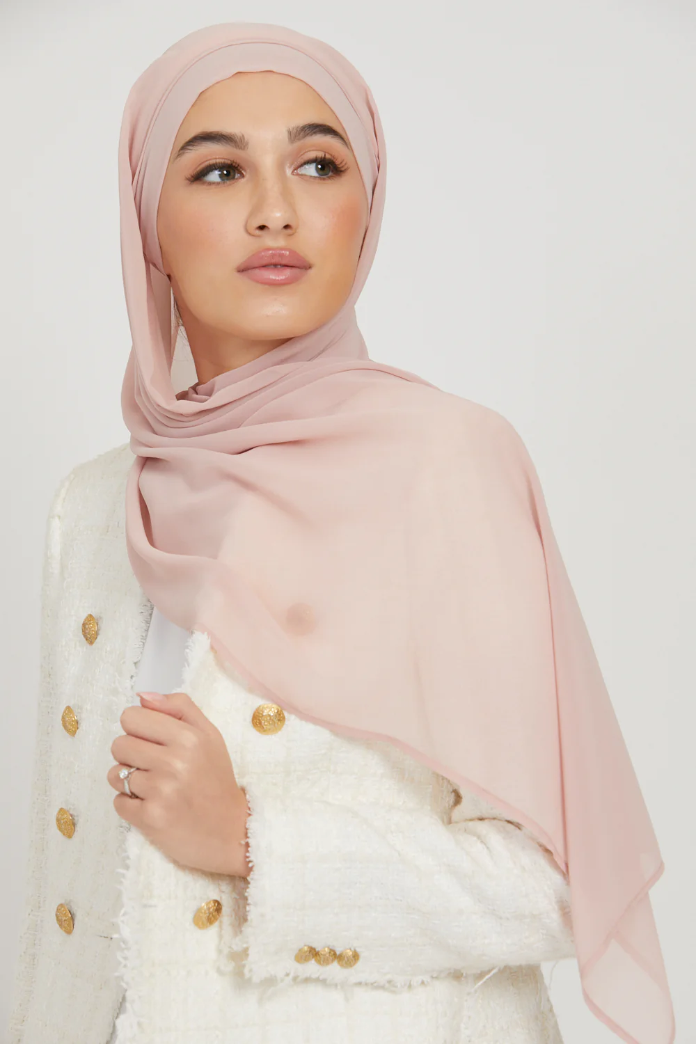Premium Instant Chiffon Hijab - Light Blush - Image 3