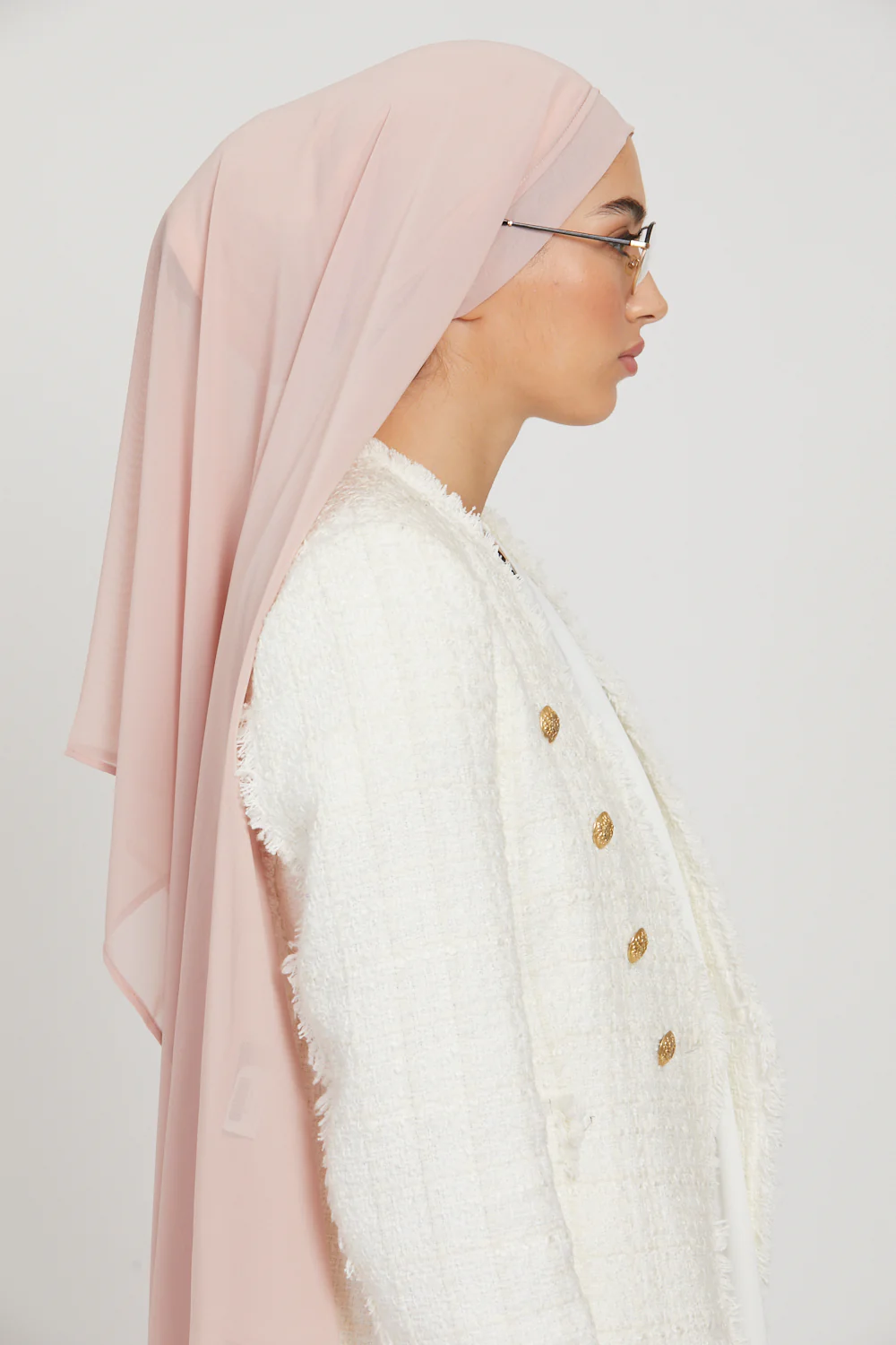 Premium Instant Chiffon Hijab - Light Blush - Image 5