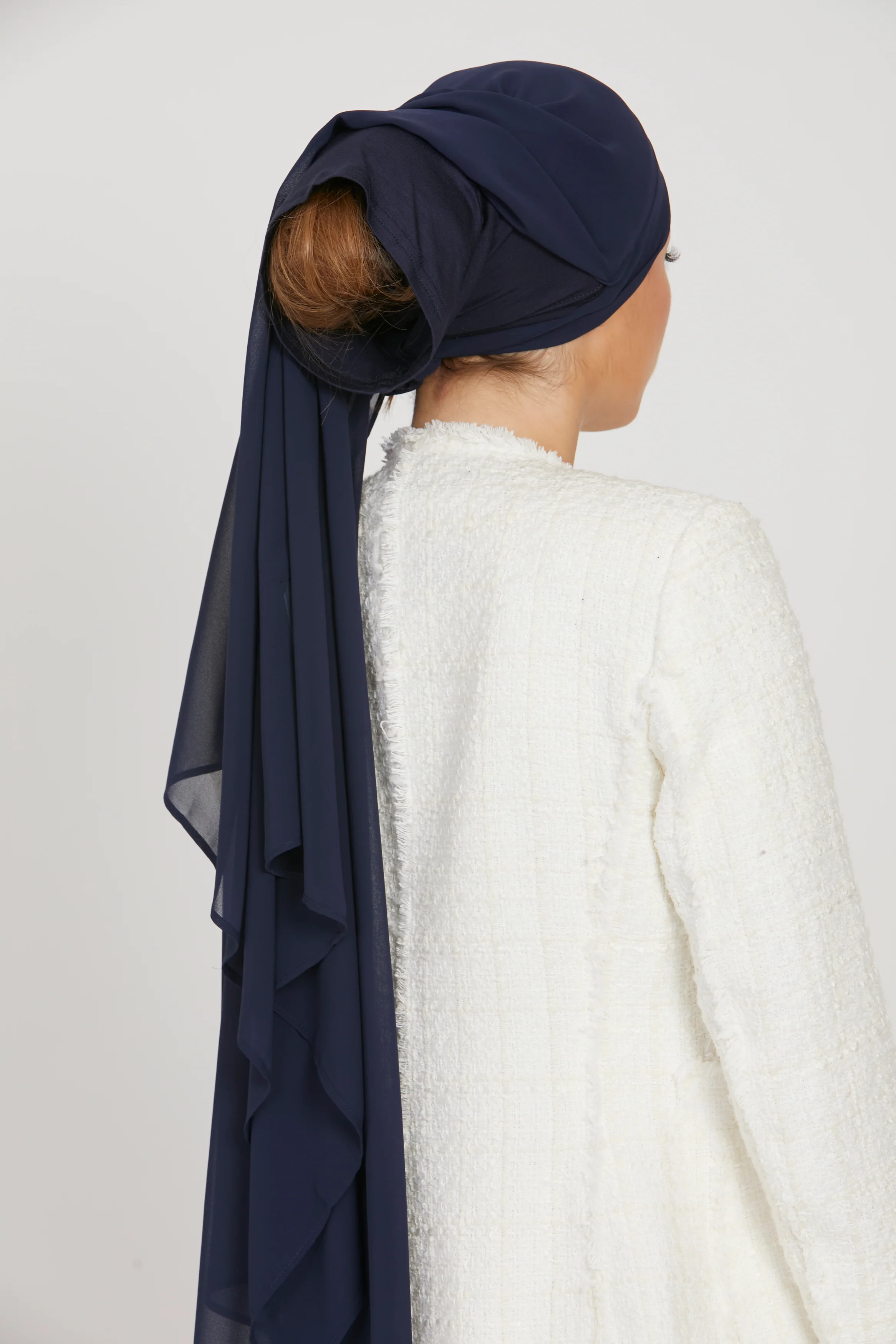 Premium Instant Chiffon Hijab - Navy - Image 4