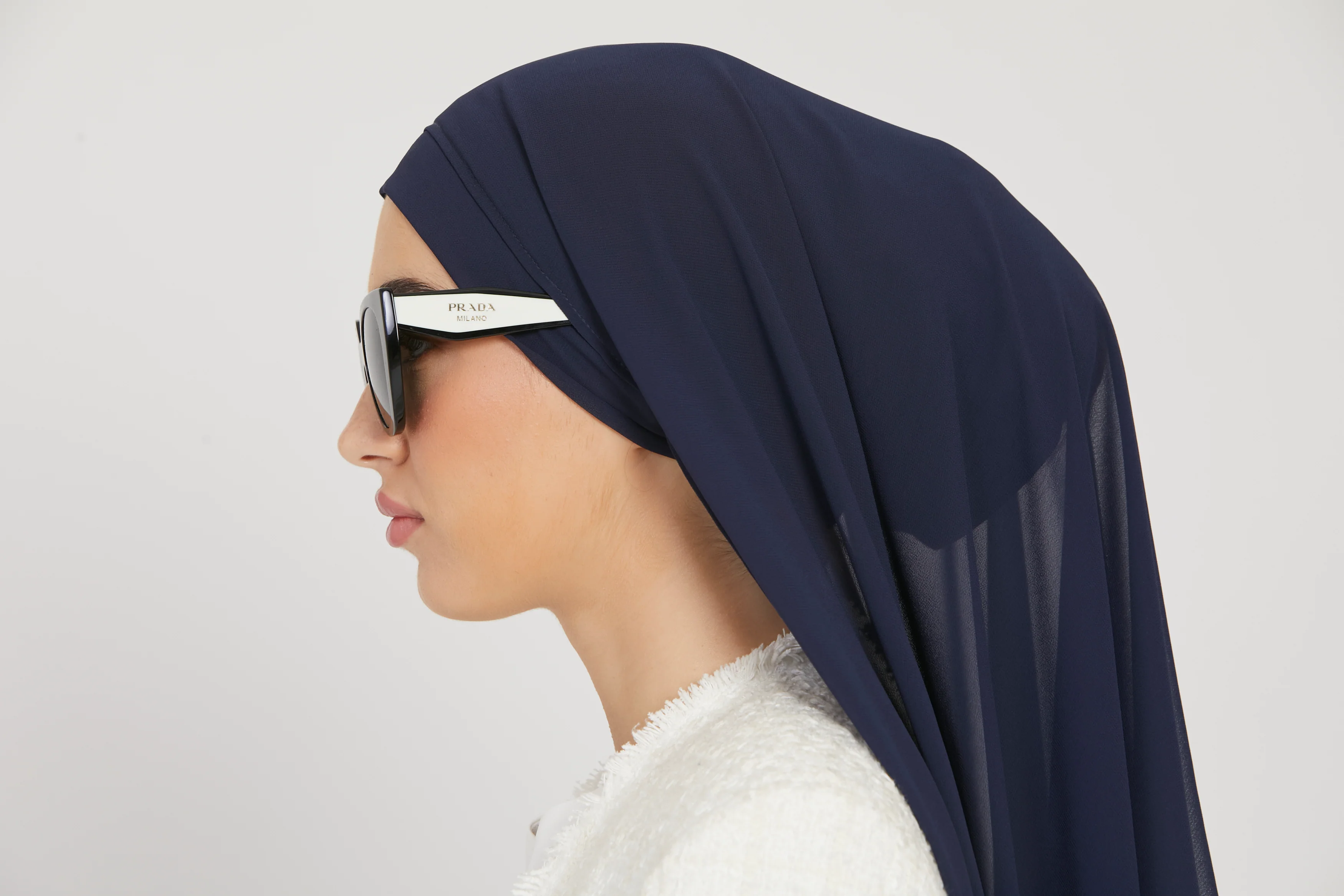 Premium Instant Chiffon Hijab - Navy - Image 5