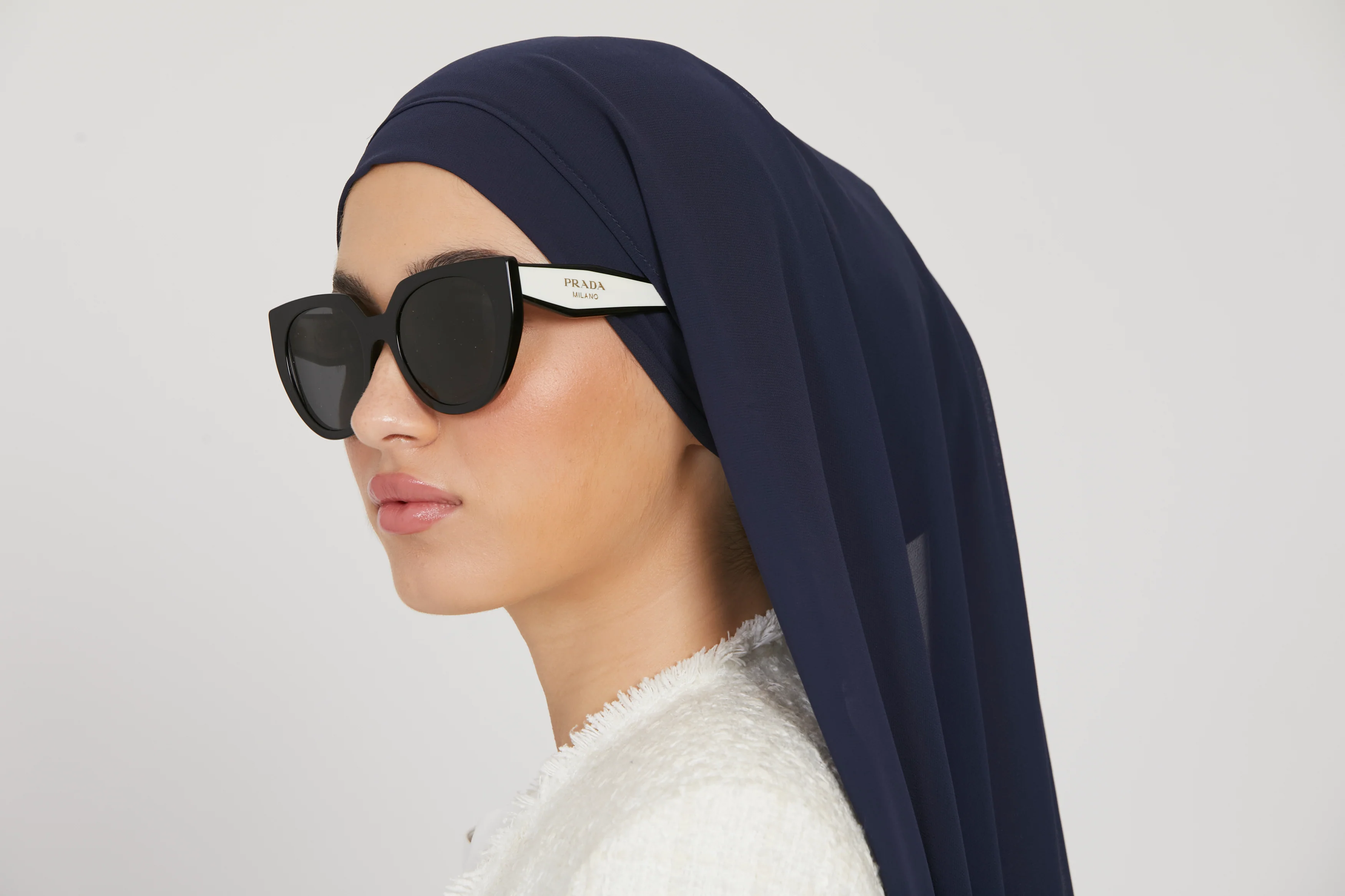 Premium Instant Chiffon Hijab - Navy - Image 6