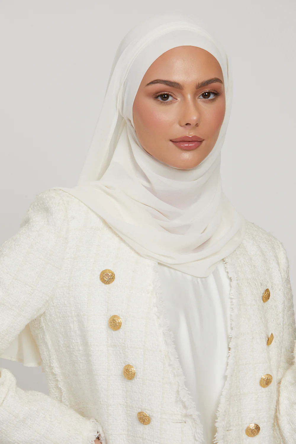 Premium Instant Chiffon Hijab - Off White - Image 2