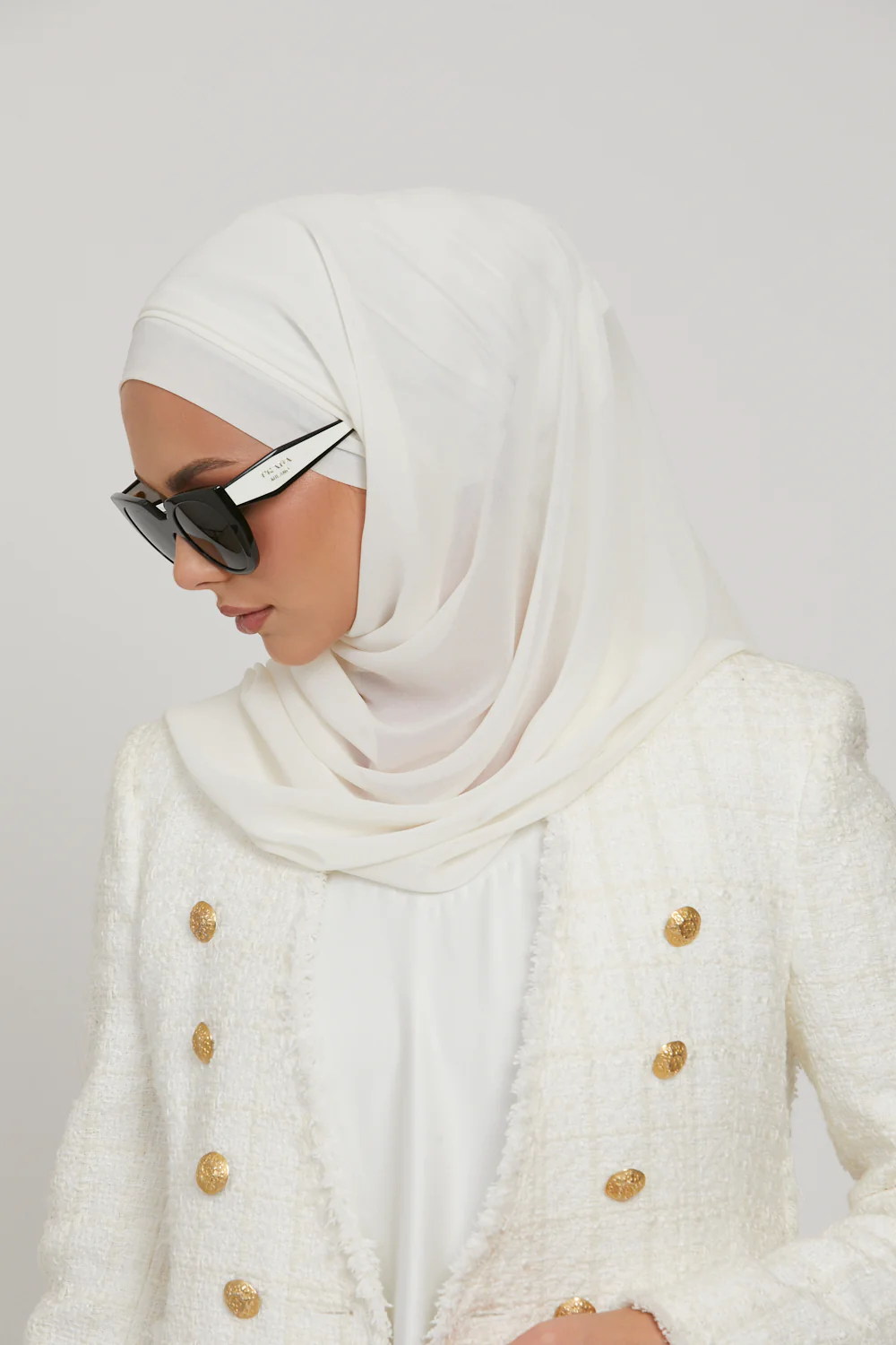 Premium Instant Chiffon Hijab - Off White - Image 4