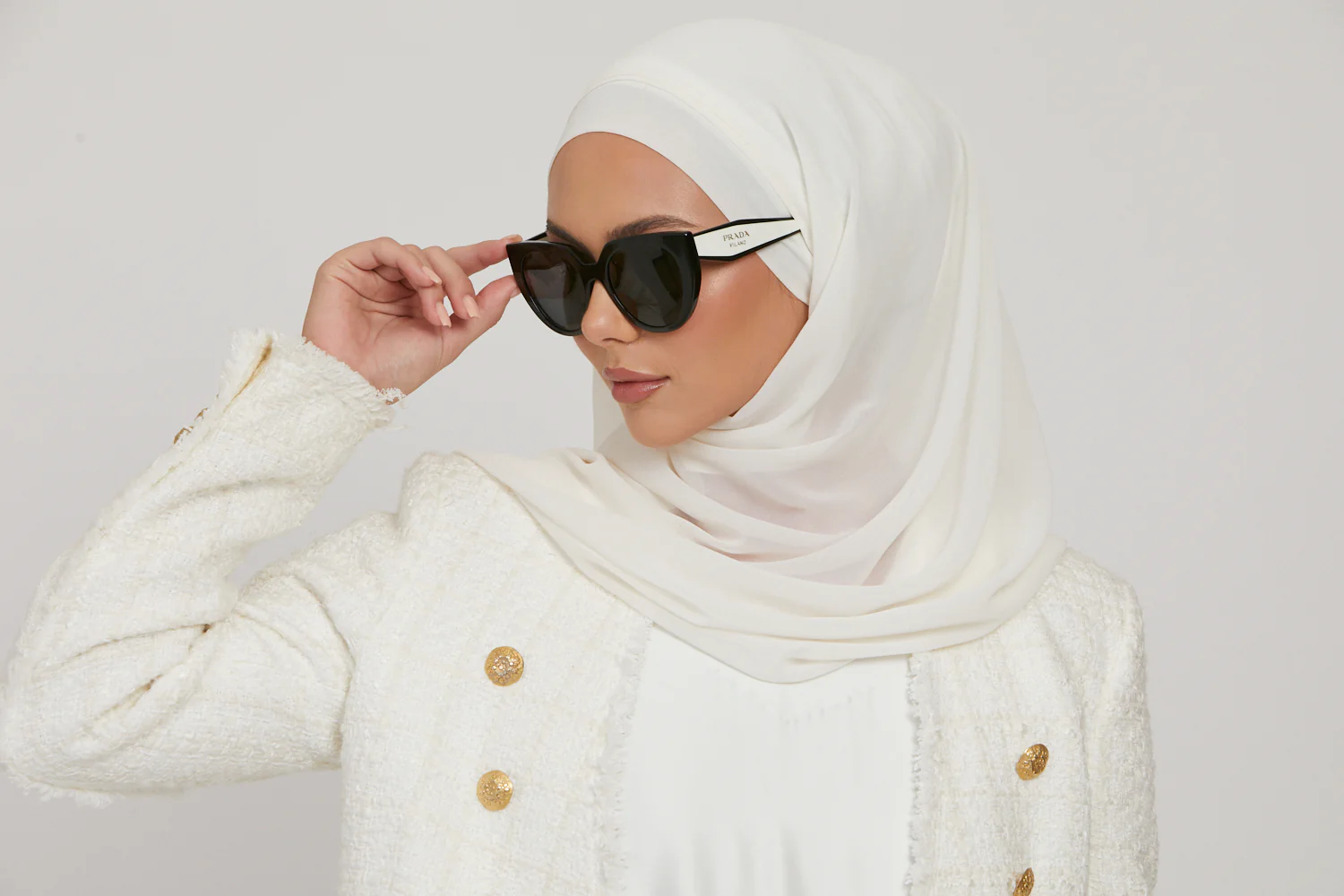 Premium Instant Chiffon Hijab - Off White - Image 5