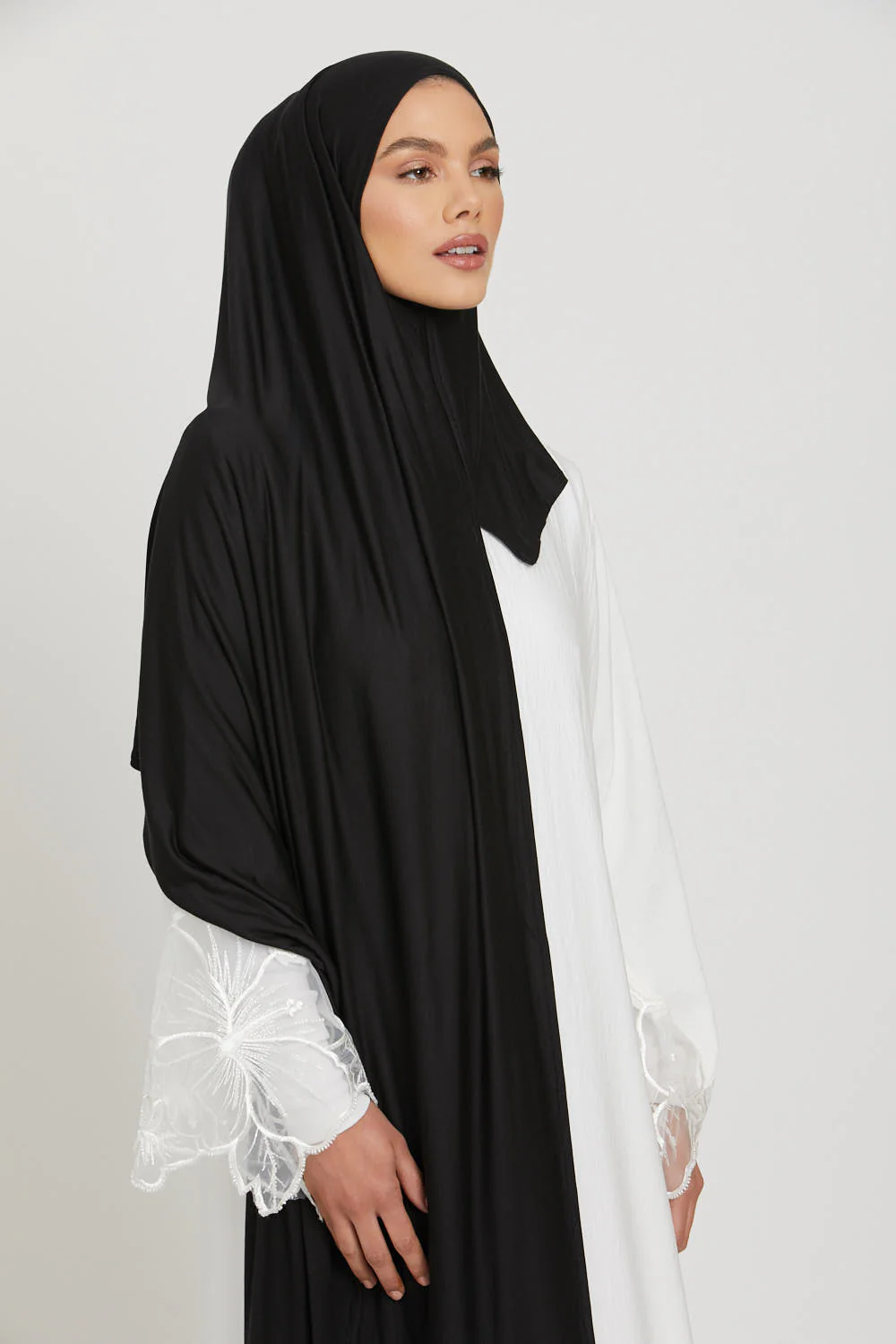 Premium Instant Jersey Hijab - Black - Image 4