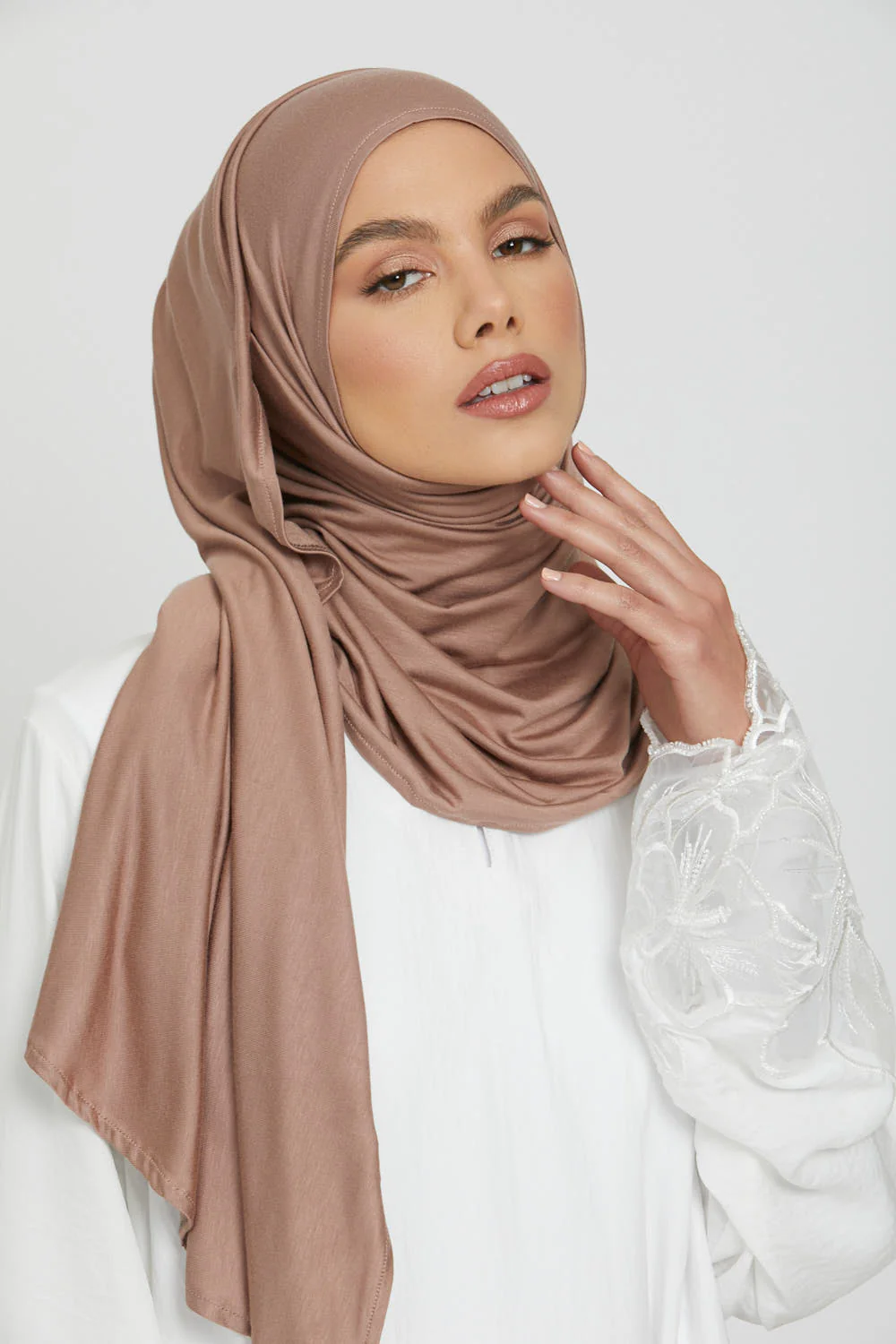 Premium Instant Jersey Hijab - Dusty Taupe - Image 2