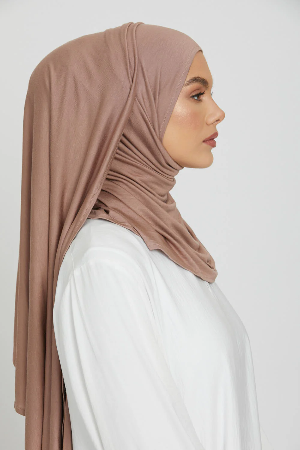 Premium Instant Jersey Hijab - Dusty Taupe - Image 3