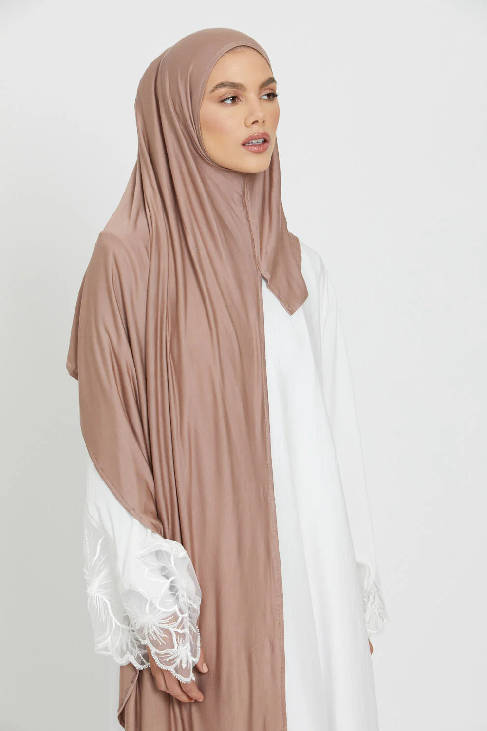 Premium Instant Jersey Hijab - Dusty Taupe - Image 4