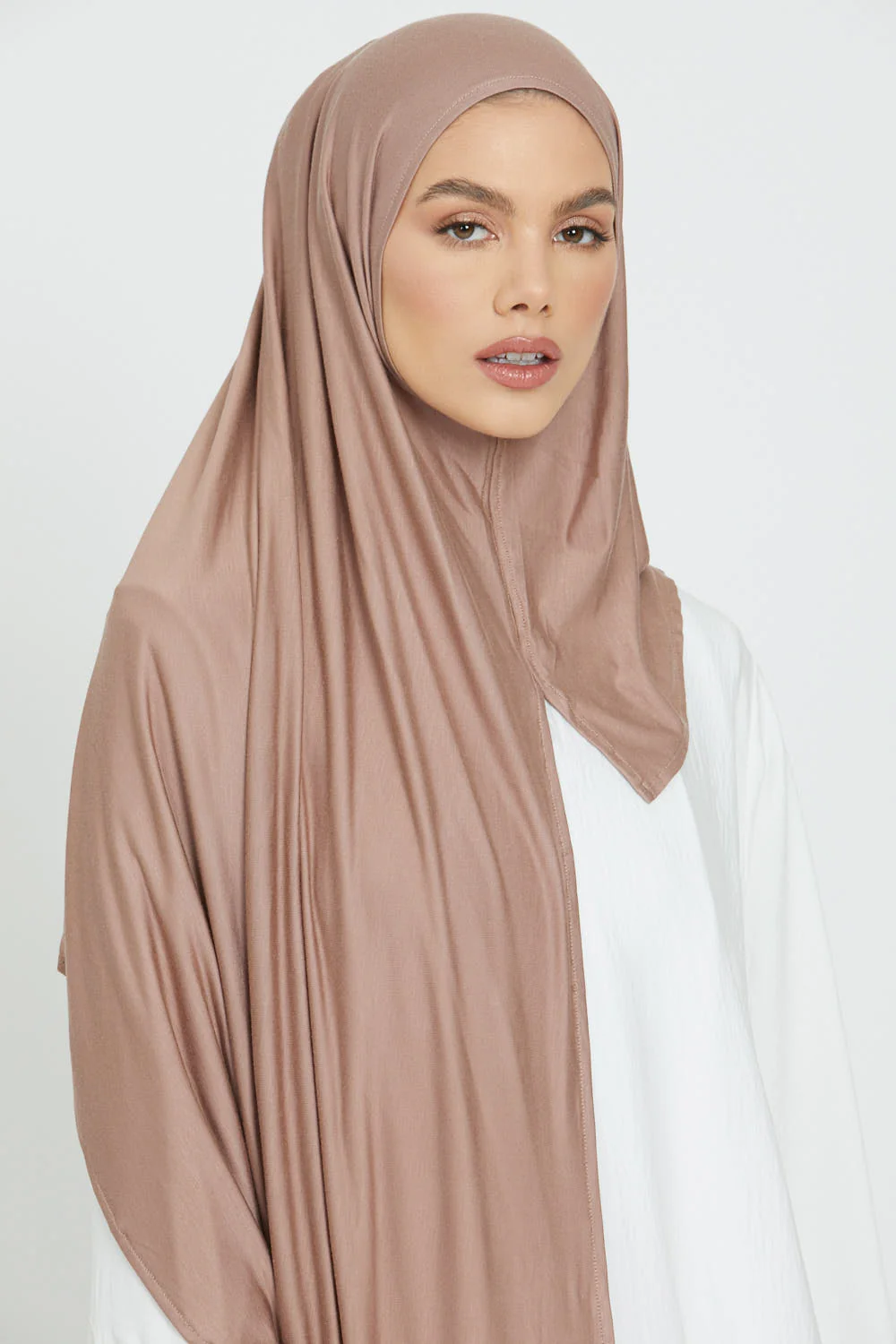 Premium Instant Jersey Hijab - Dusty Taupe - Image 5