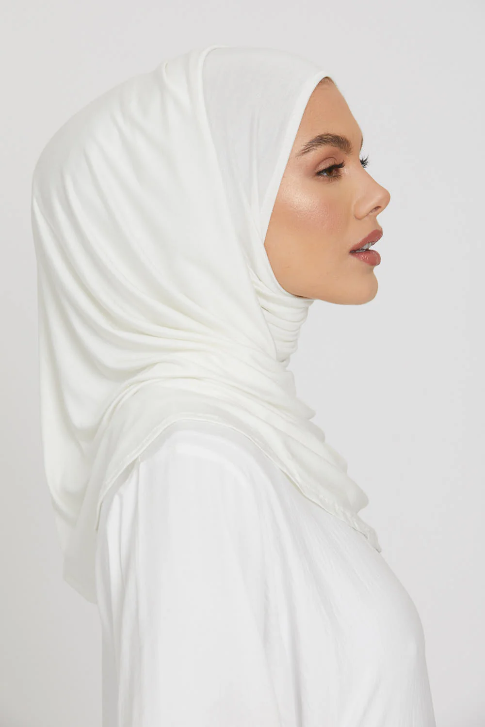 Premium Instant Jersey Hijab - Ivory White - Image 4