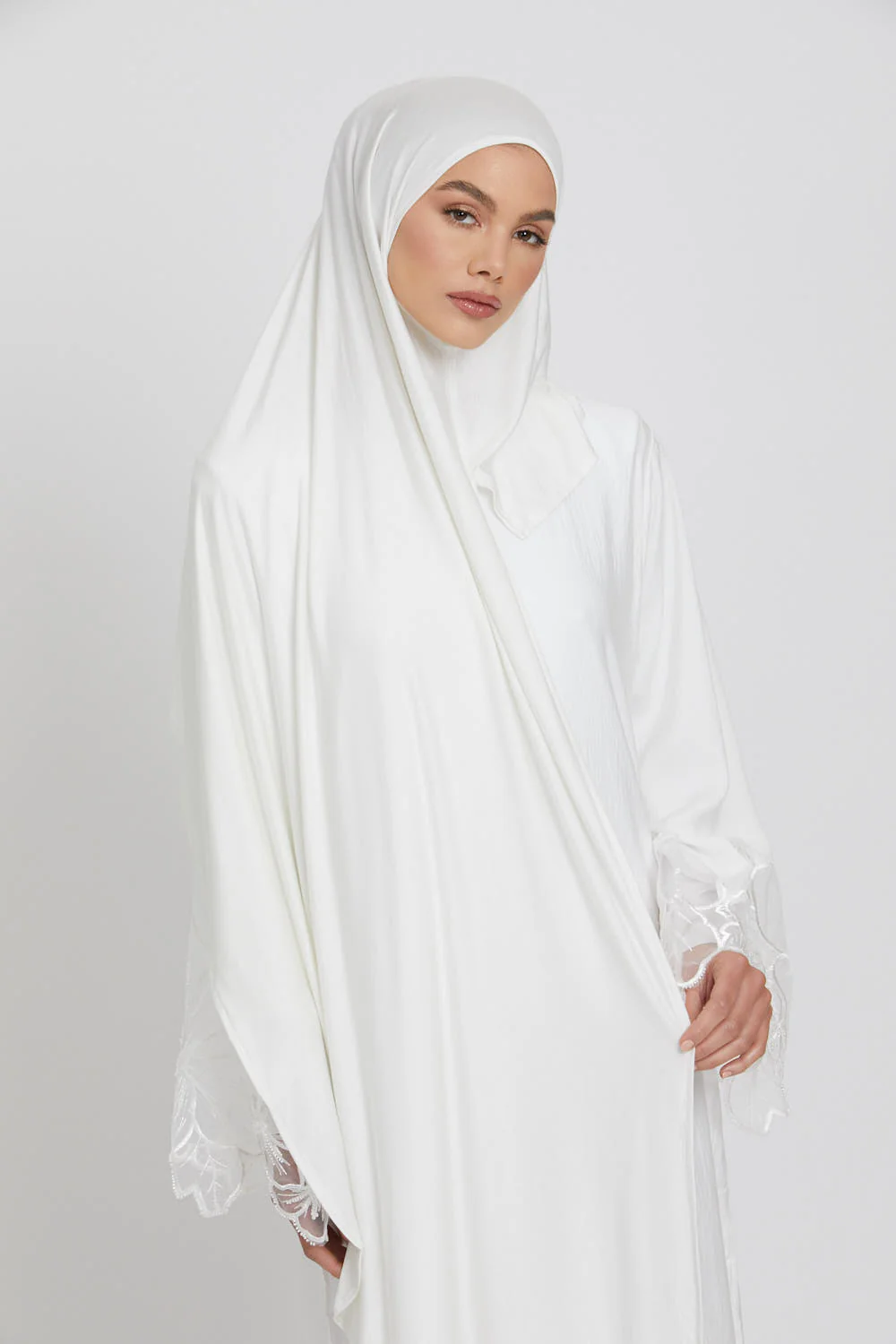 Premium Instant Jersey Hijab - Ivory White - Image 5