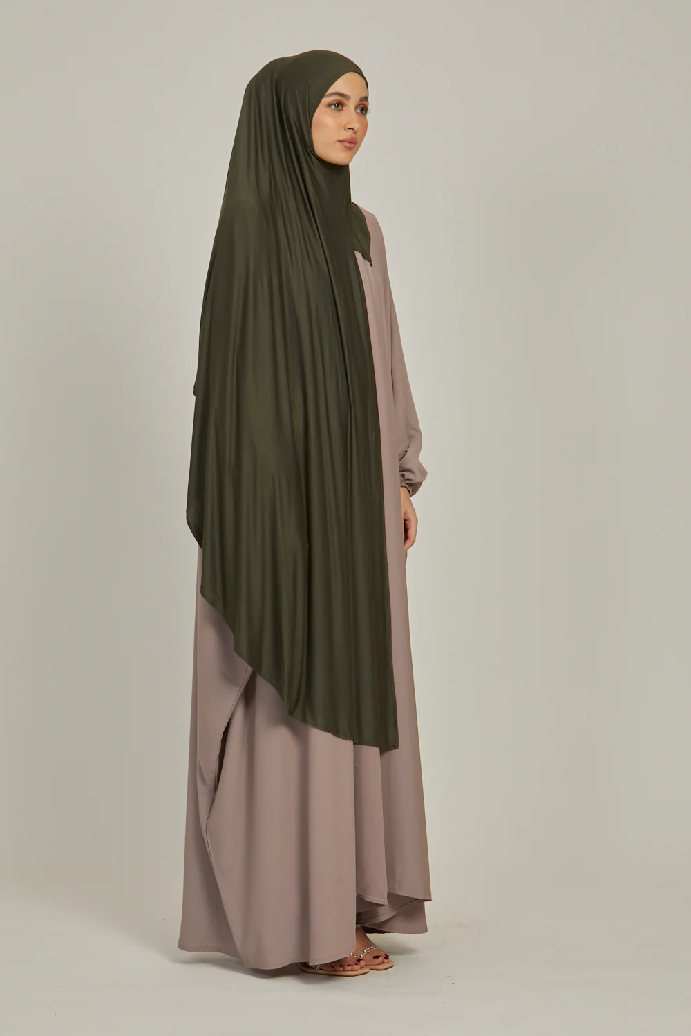 Premium Instant Jersey Hijab - Khaki - Image 2