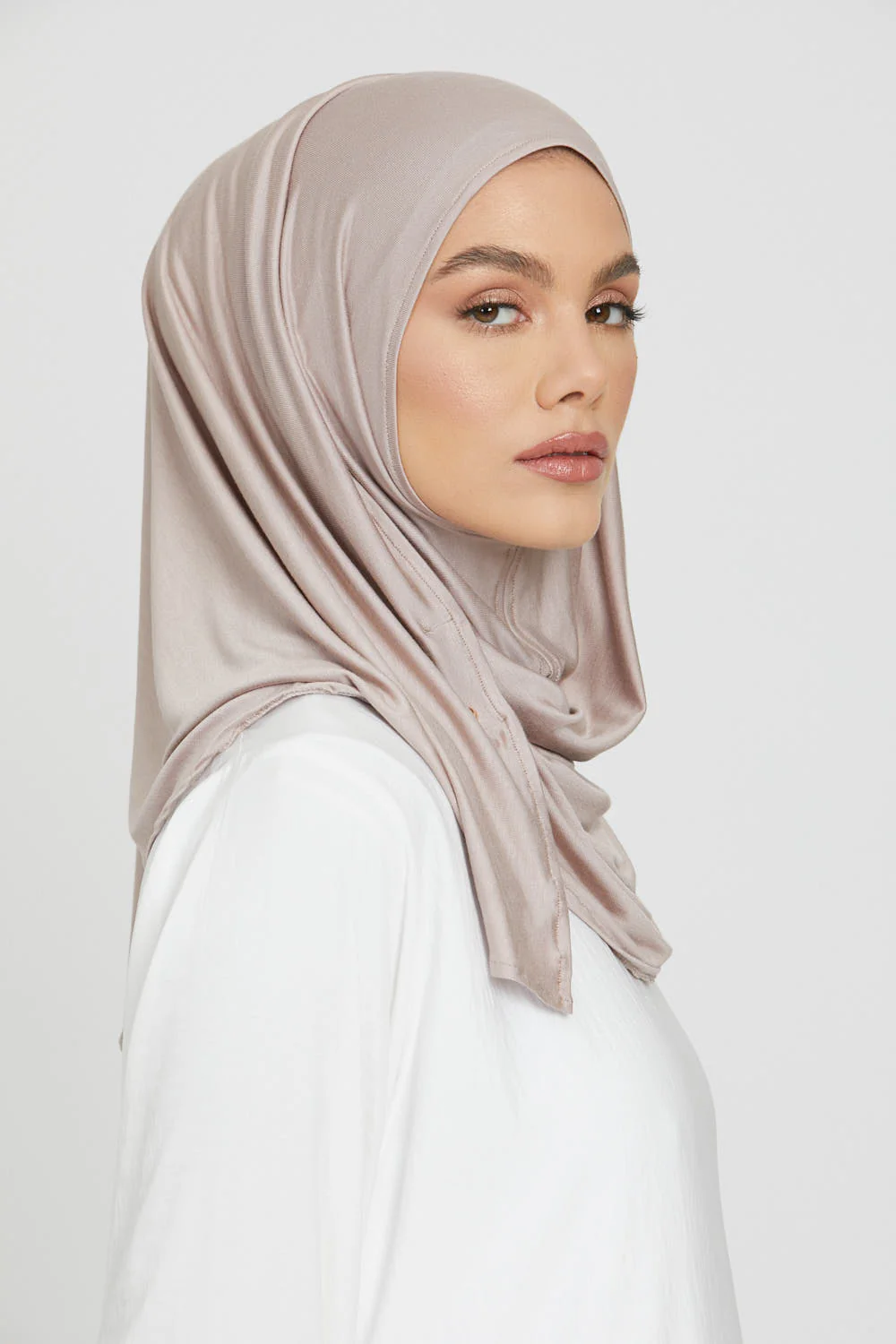 Premium Instant Jersey Hijab - Mink - Image 2