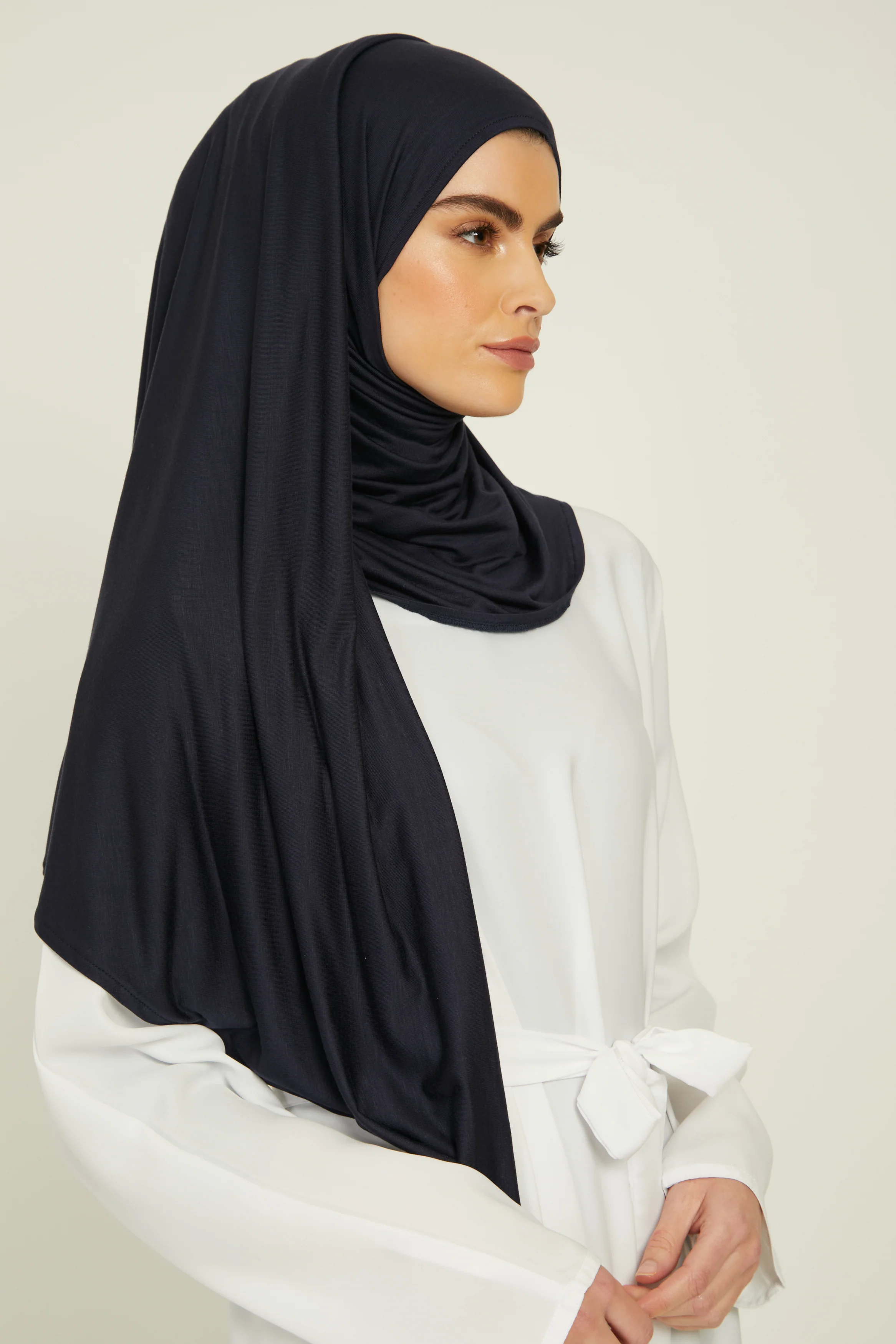 Premium Instant Jersey Hijab - Navy - Image 3
