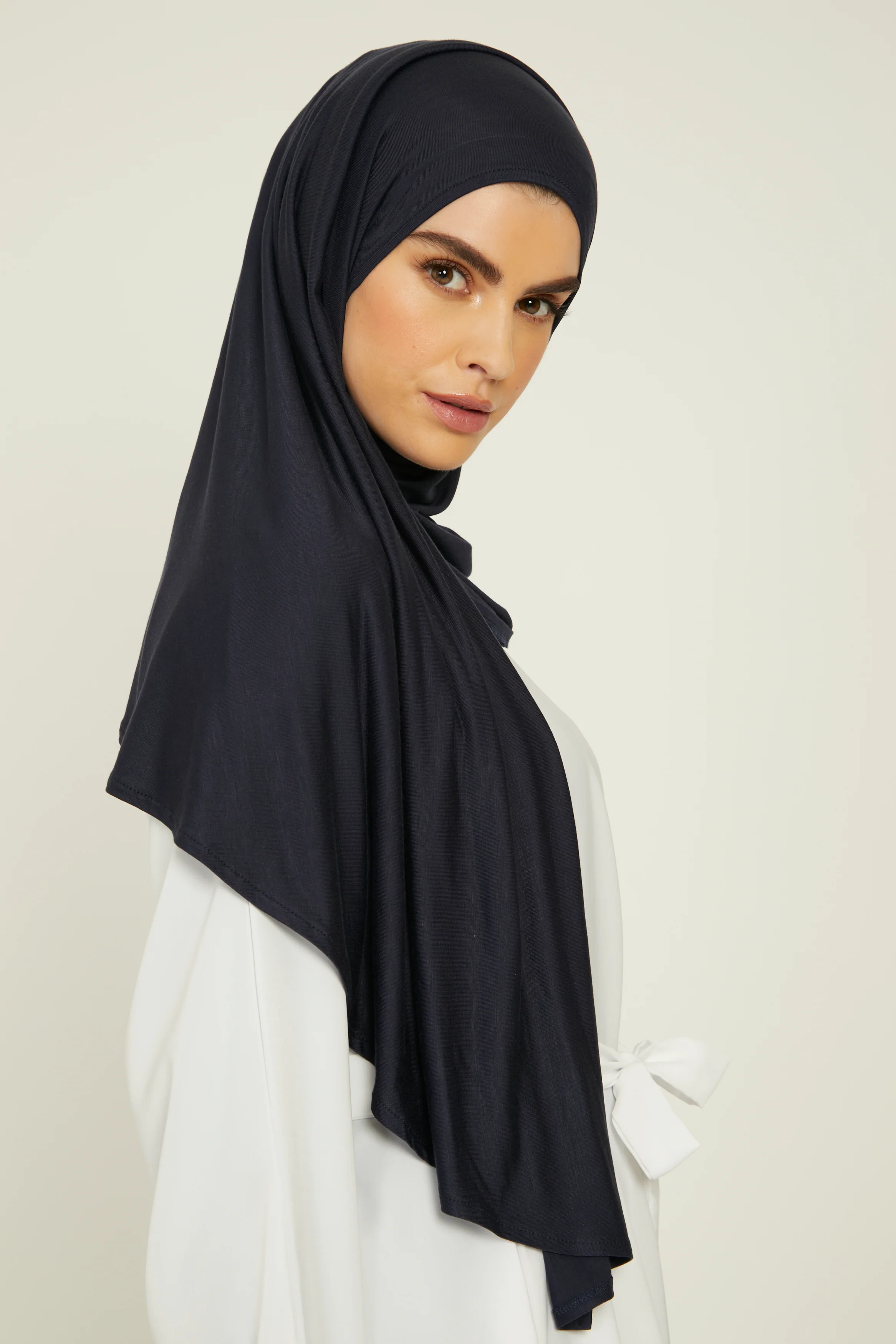Premium Instant Jersey Hijab - Navy - Image 4