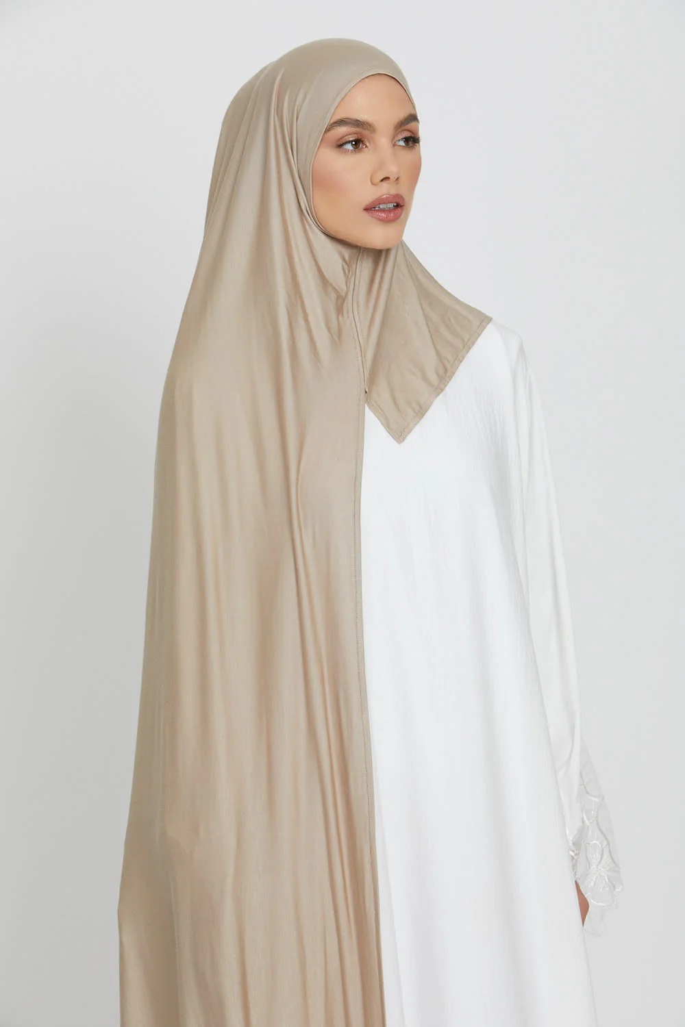 Premium Instant Jersey Hijab - Nude - Image 4