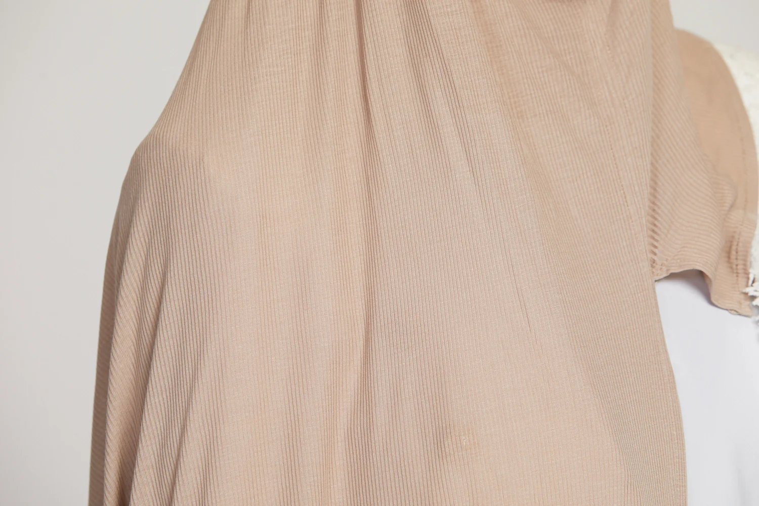 Premium Instant Bamboo Ribbed Jersey Hijab - Nude - Image 5