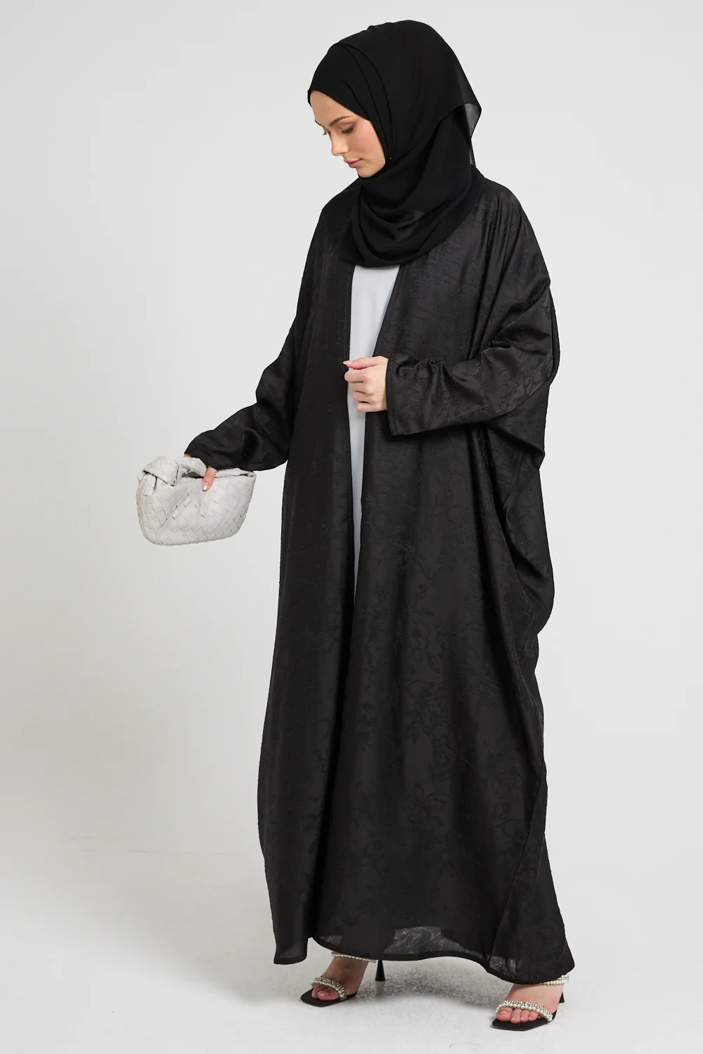 Premium Jacquard Eclipse Open Bisht - Black - Image 8