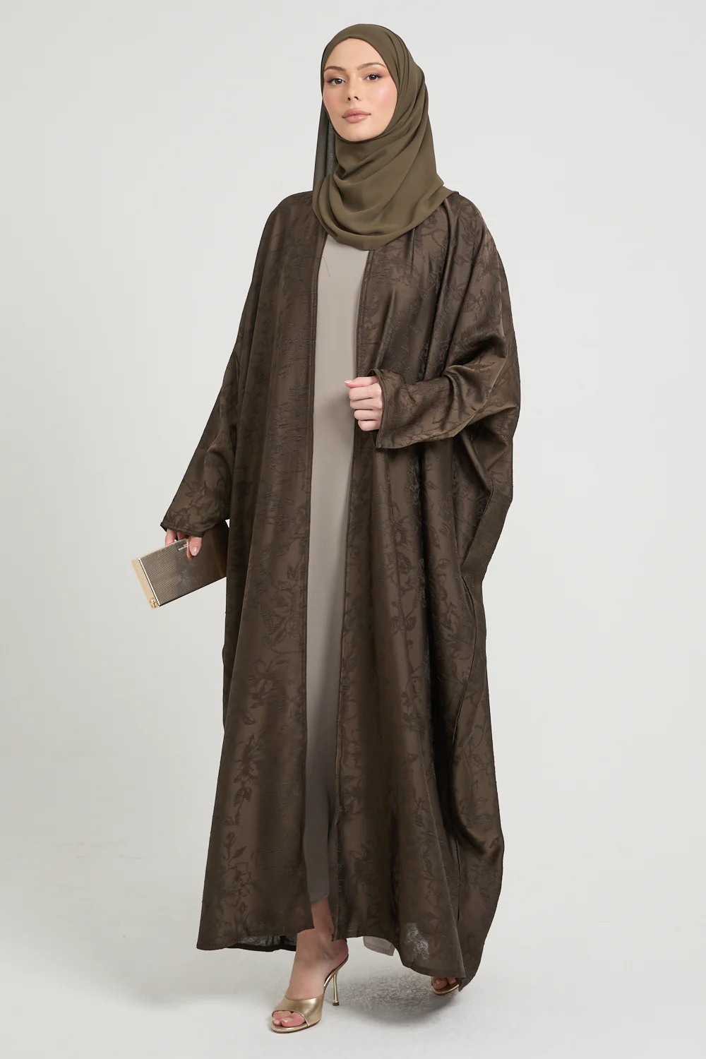 Premium Jacquard Eclipse Open Bisht - Deep Olivewood - Image 6