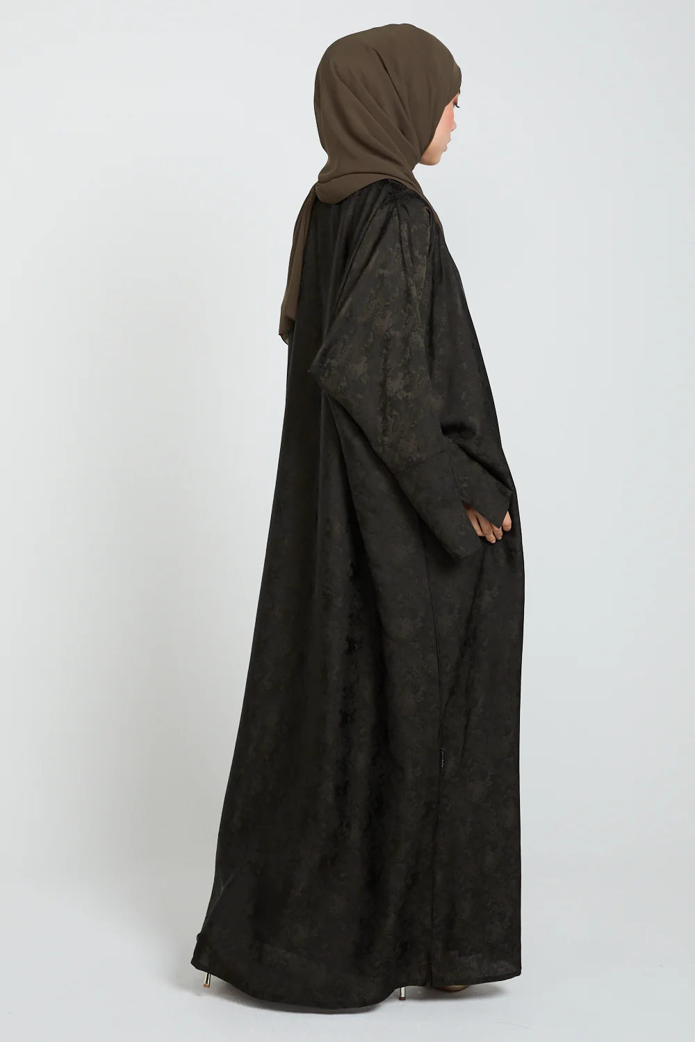 Luxury Jacquard Open Bisht - Forest Smoke - Image 10