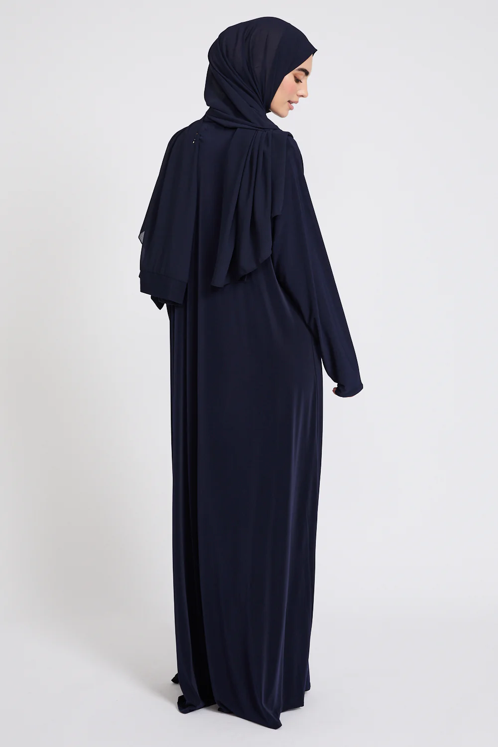 Premium Jersey Closed Abaya with Front Zip - Navy - Image 10