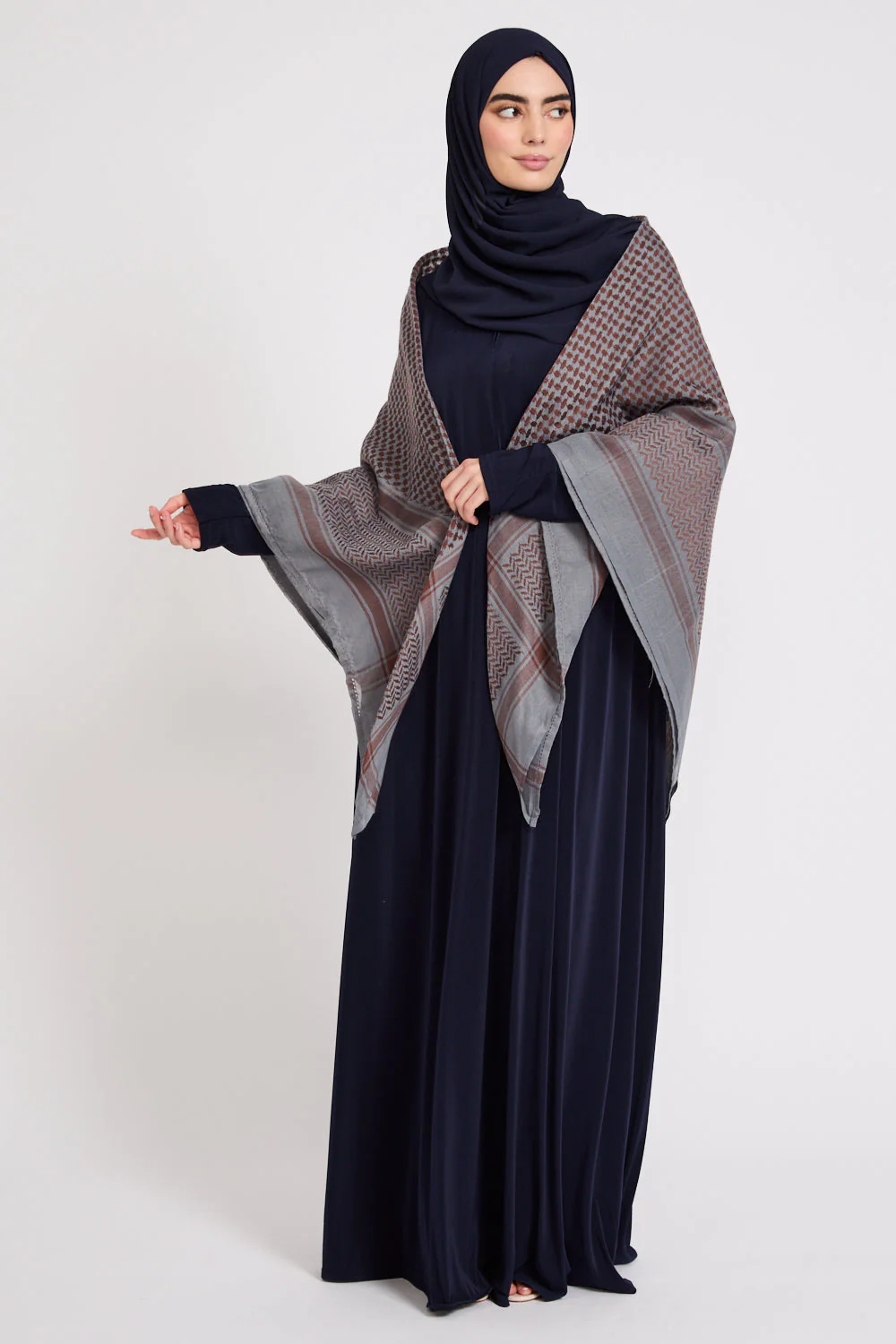 Premium Jersey Closed Abaya with Front Zip - Navy - Image 4
