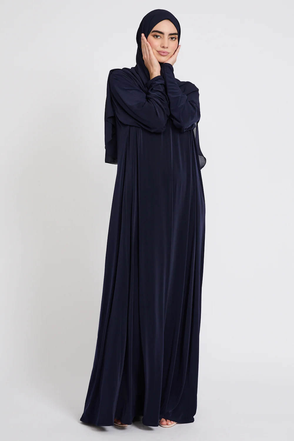 Premium Jersey Closed Abaya with Front Zip - Navy - Image 7
