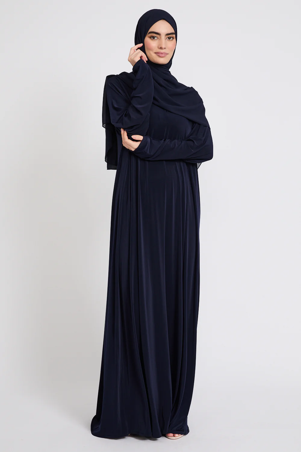 Premium Jersey Closed Abaya with Front Zip - Navy - Image 8