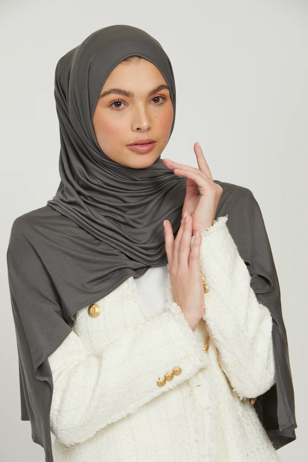 Premium Jersey Hijab - Charcoal - Image 2