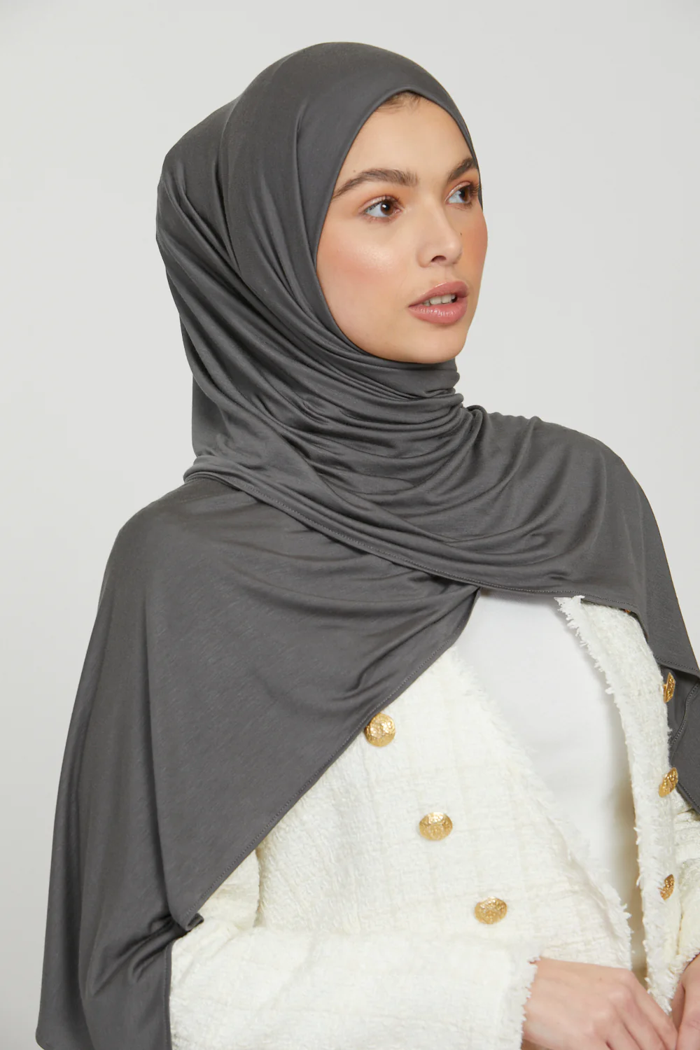 Premium Jersey Hijab - Charcoal - Image 3