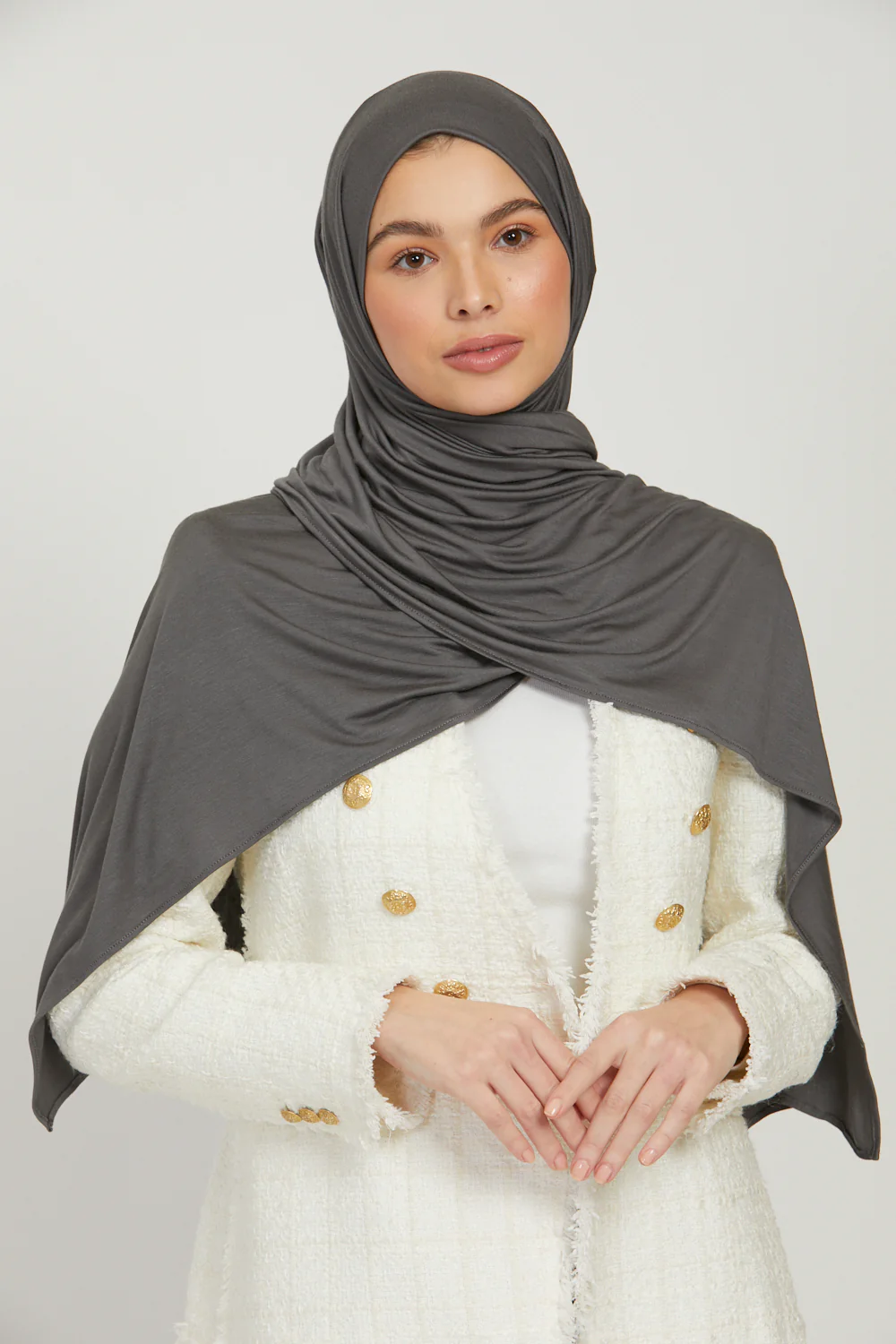 Premium Jersey Hijab - Charcoal - Image 4