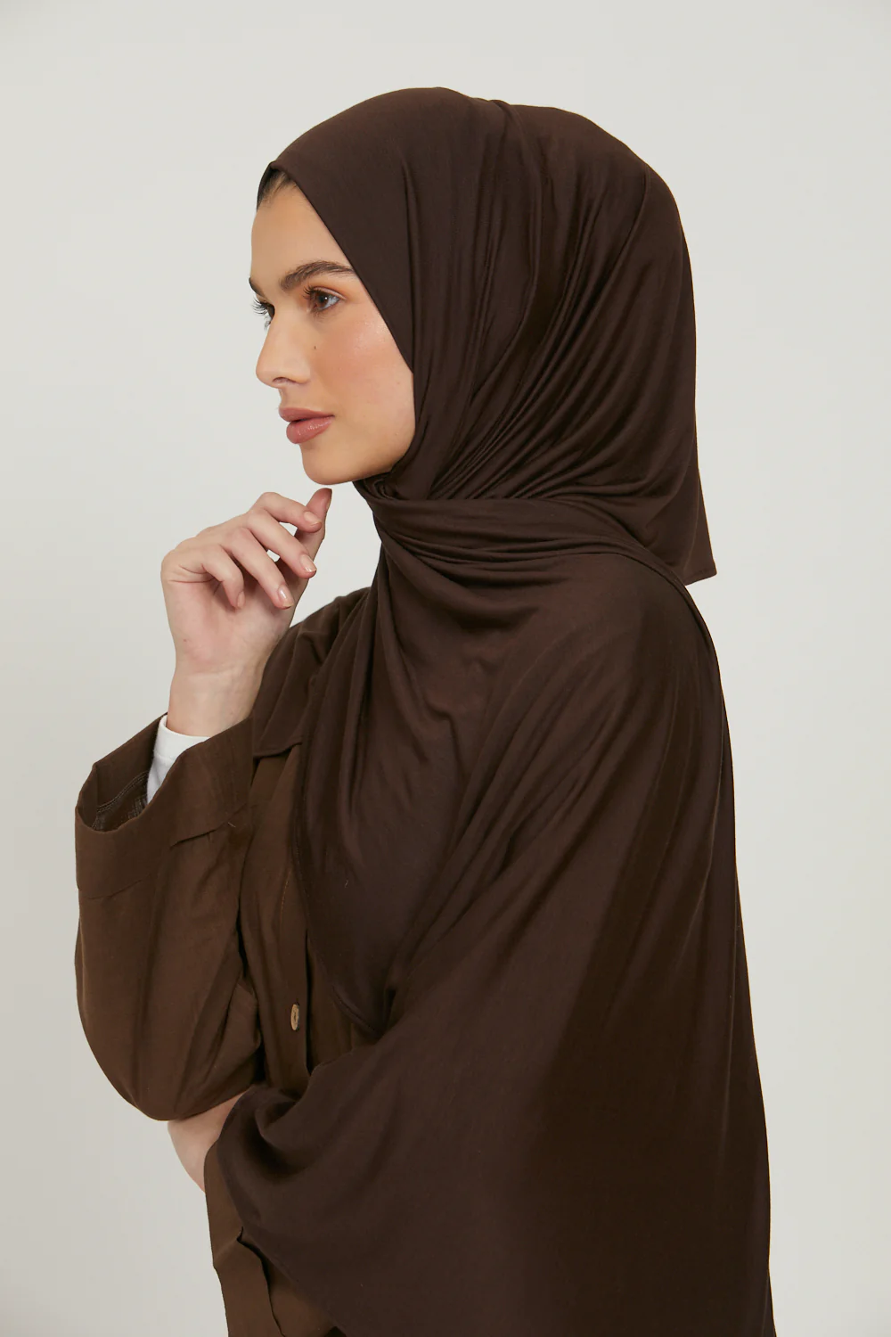 Premium Jersey Hijab - Dark Brown - Image 2