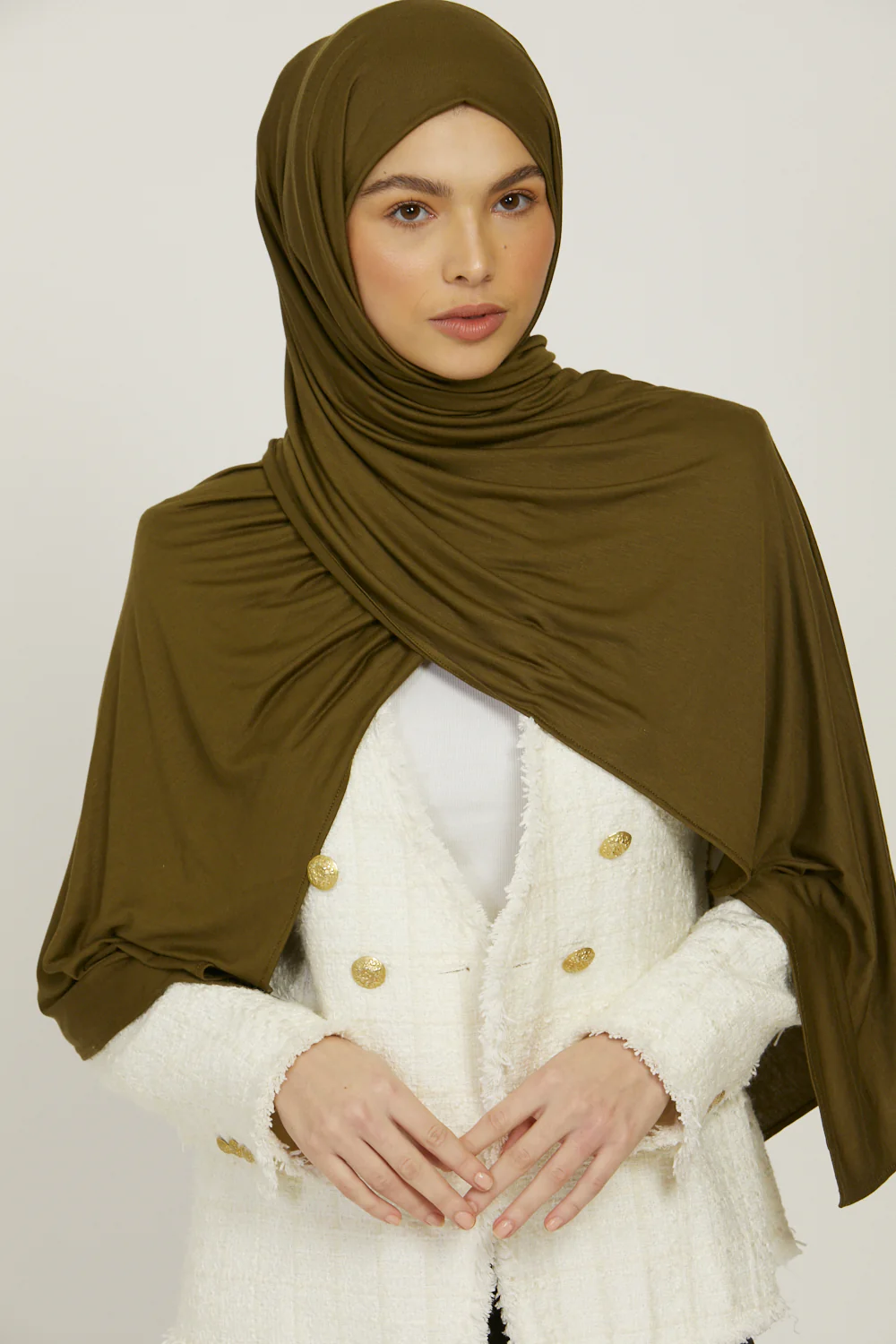Premium Jersey Hijab - Olive - Image 2