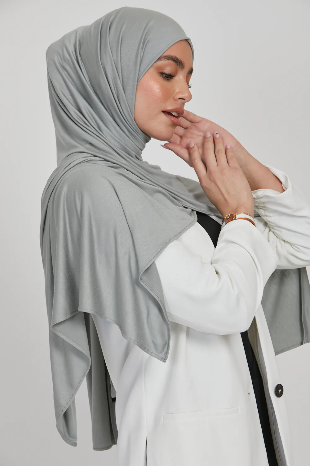 Premium Jersey Hijab - Stone Green - Image 4