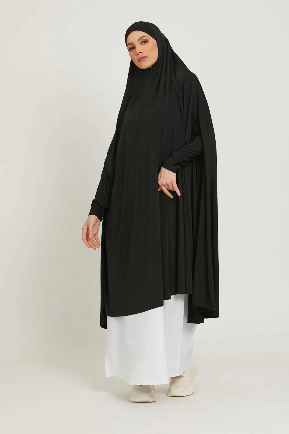 Premium Jersey Prayer Abaya  - Black - Image 4