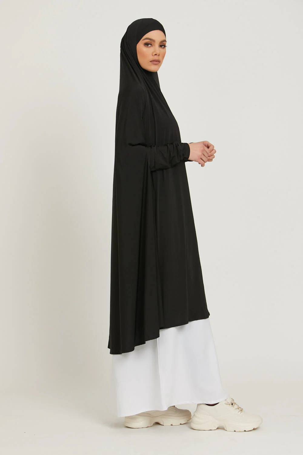 Premium Jersey Prayer Abaya  - Black - Image 5