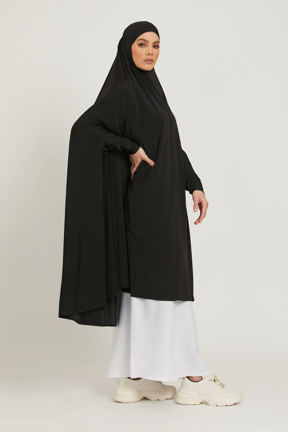 Premium Jersey Prayer Abaya  - Black - Image 6