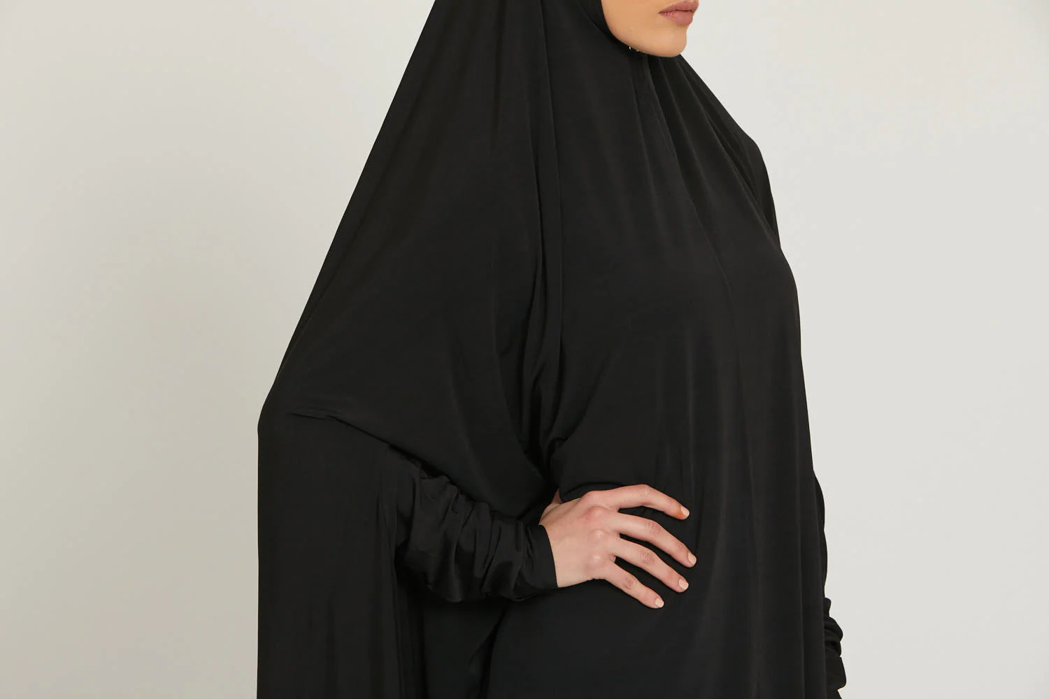 Premium Jersey Prayer Abaya  - Black - Image 8