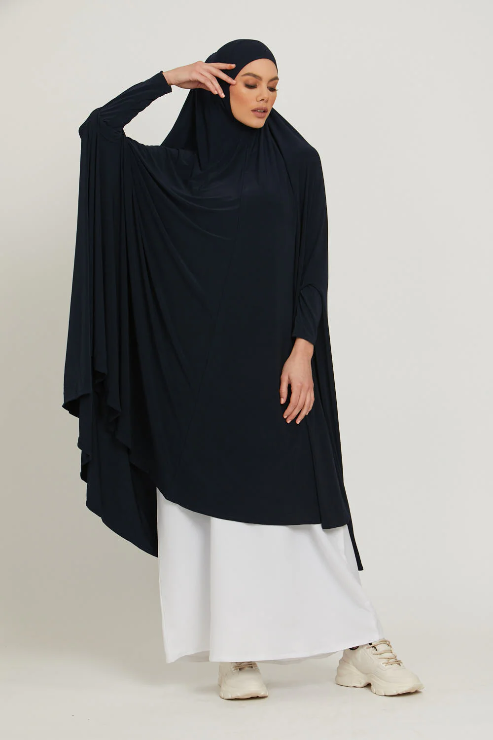 Premium Jersey Prayer Abaya  - Deep Navy - Image 3